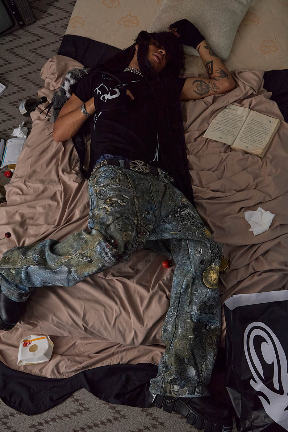 DND4DES Gems&Metals Rotten Distressed Flared Jeans, premium urban and streetwear designers apparel on PROJECTISR.com, DND4DES