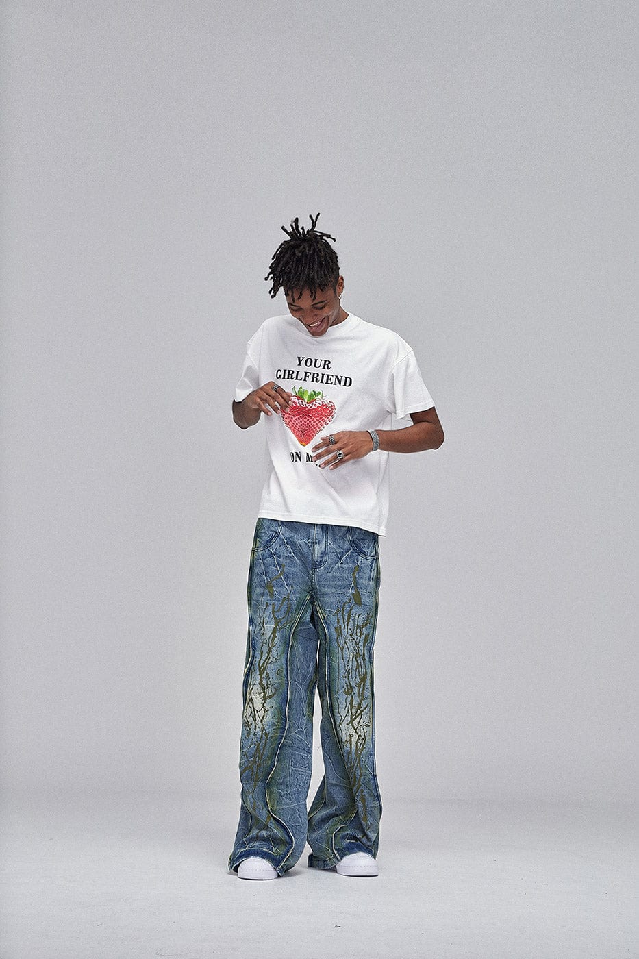 DND4DES Ripple Spliced Washed Jeans, premium urban and streetwear designers apparel on PROJECTISR.com, DND4DES