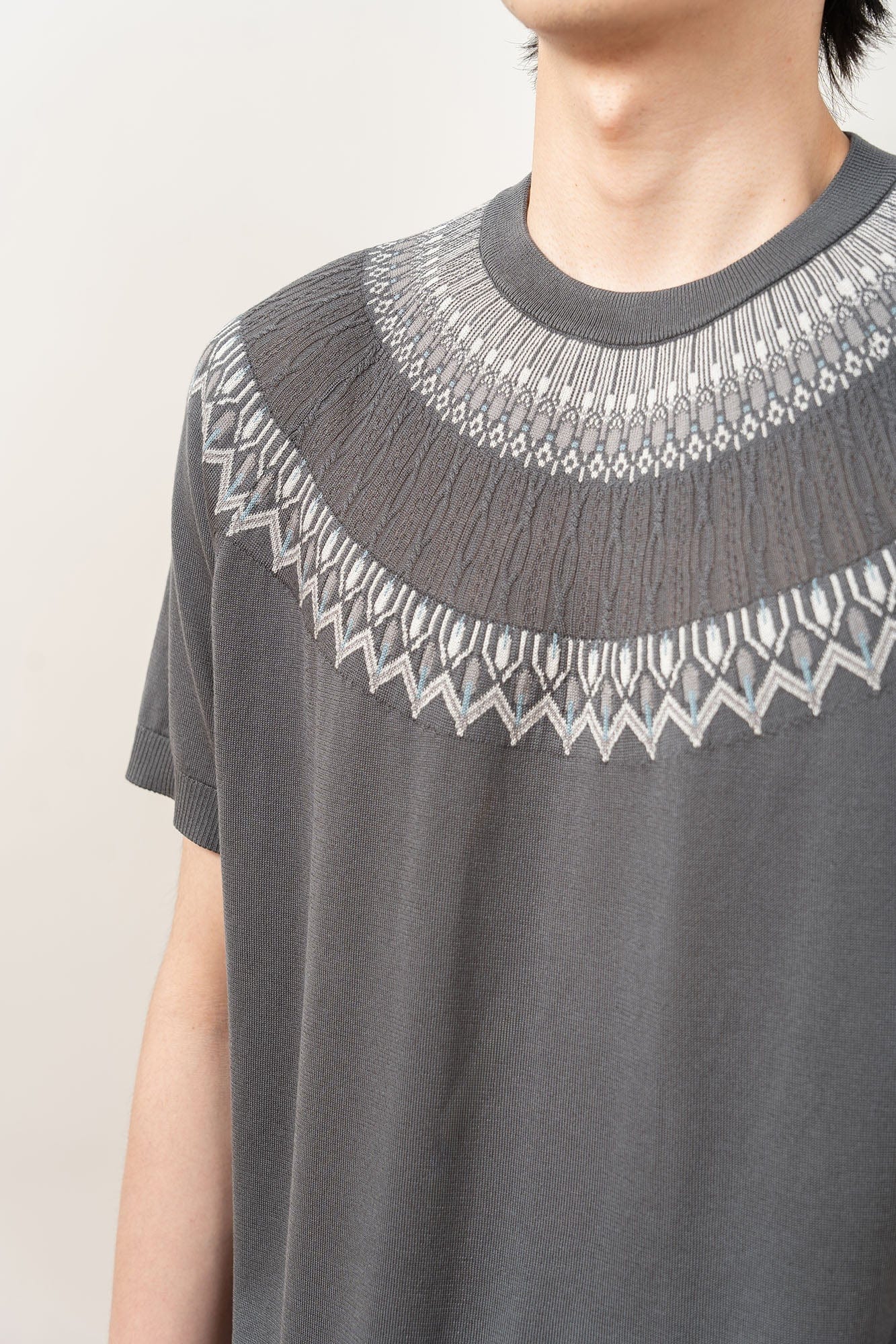 MOITIEDEPETALE Fair Isle Jacquard Tee, premium urban and streetwear designers apparel on PROJECTISR.com, MOITIEDEPETALE