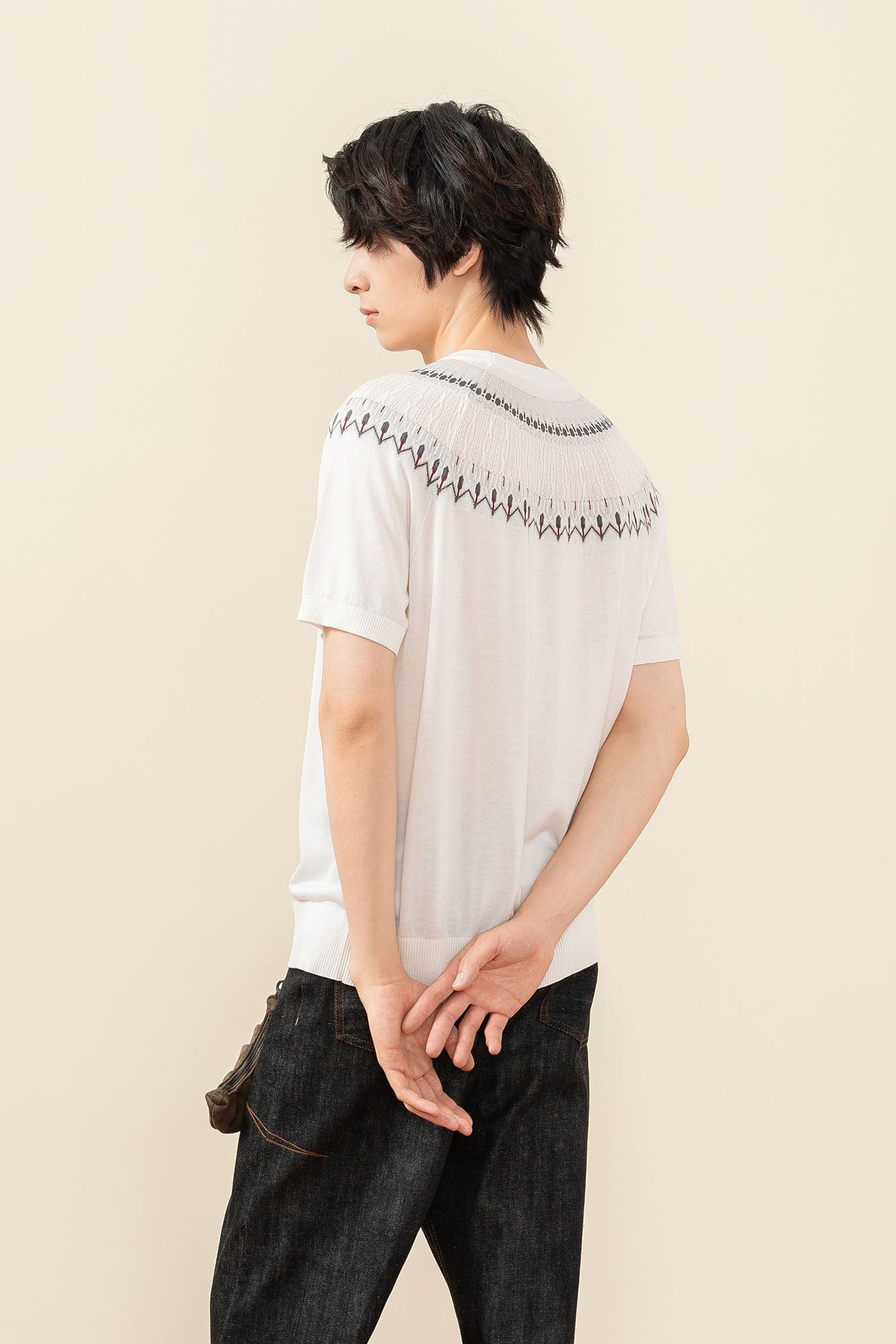 MOITIEDEPETALE Fair Isle Jacquard Tee, premium urban and streetwear designers apparel on PROJECTISR.com, MOITIEDEPETALE