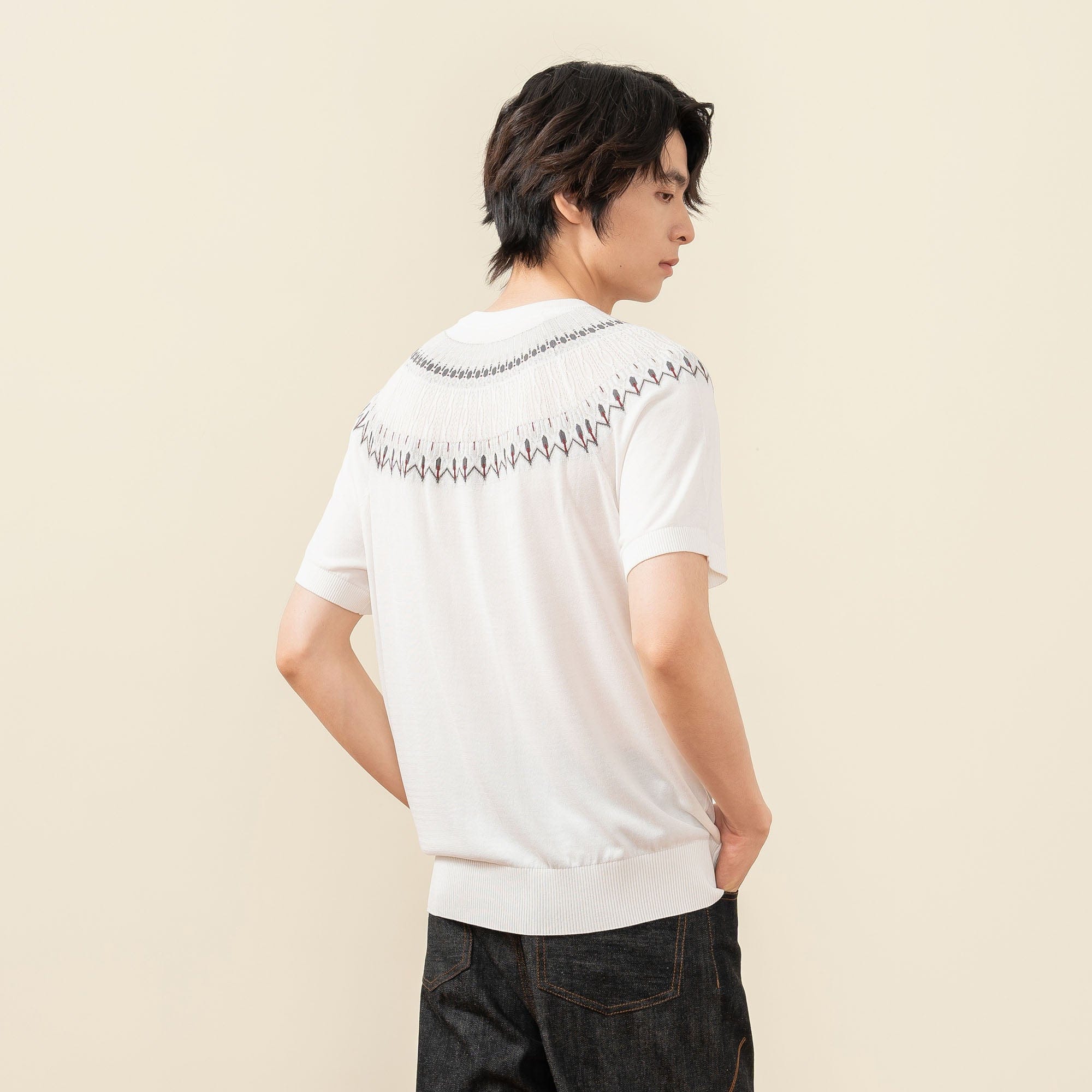 MOITIEDEPETALE Fair Isle Jacquard Tee, premium urban and streetwear designers apparel on PROJECTISR.com, MOITIEDEPETALE
