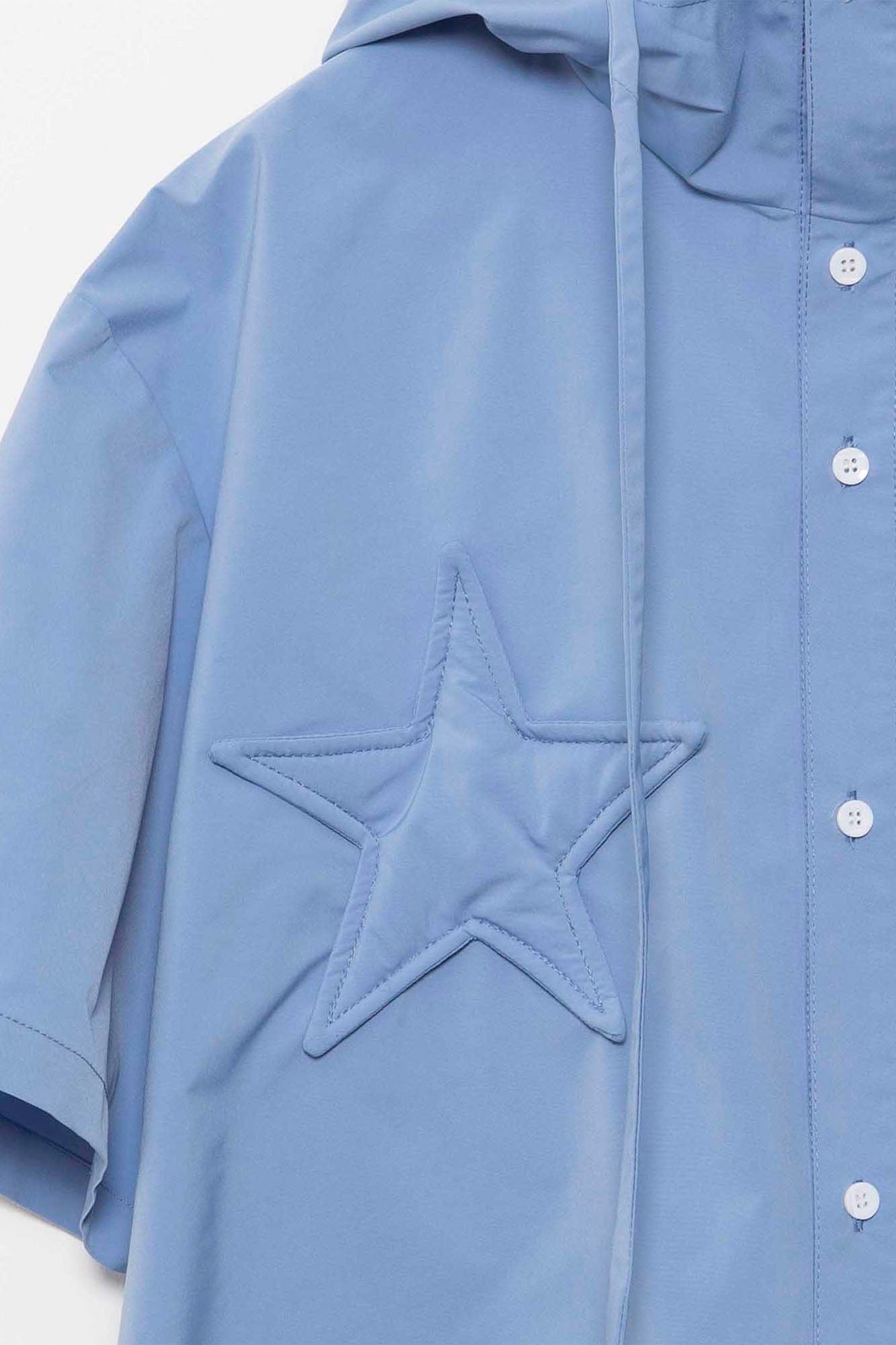 ASSEEN Star Patchwork Hooded Half Shirt, premium urban and streetwear designers apparel on PROJECTISR.com, ASSEEN