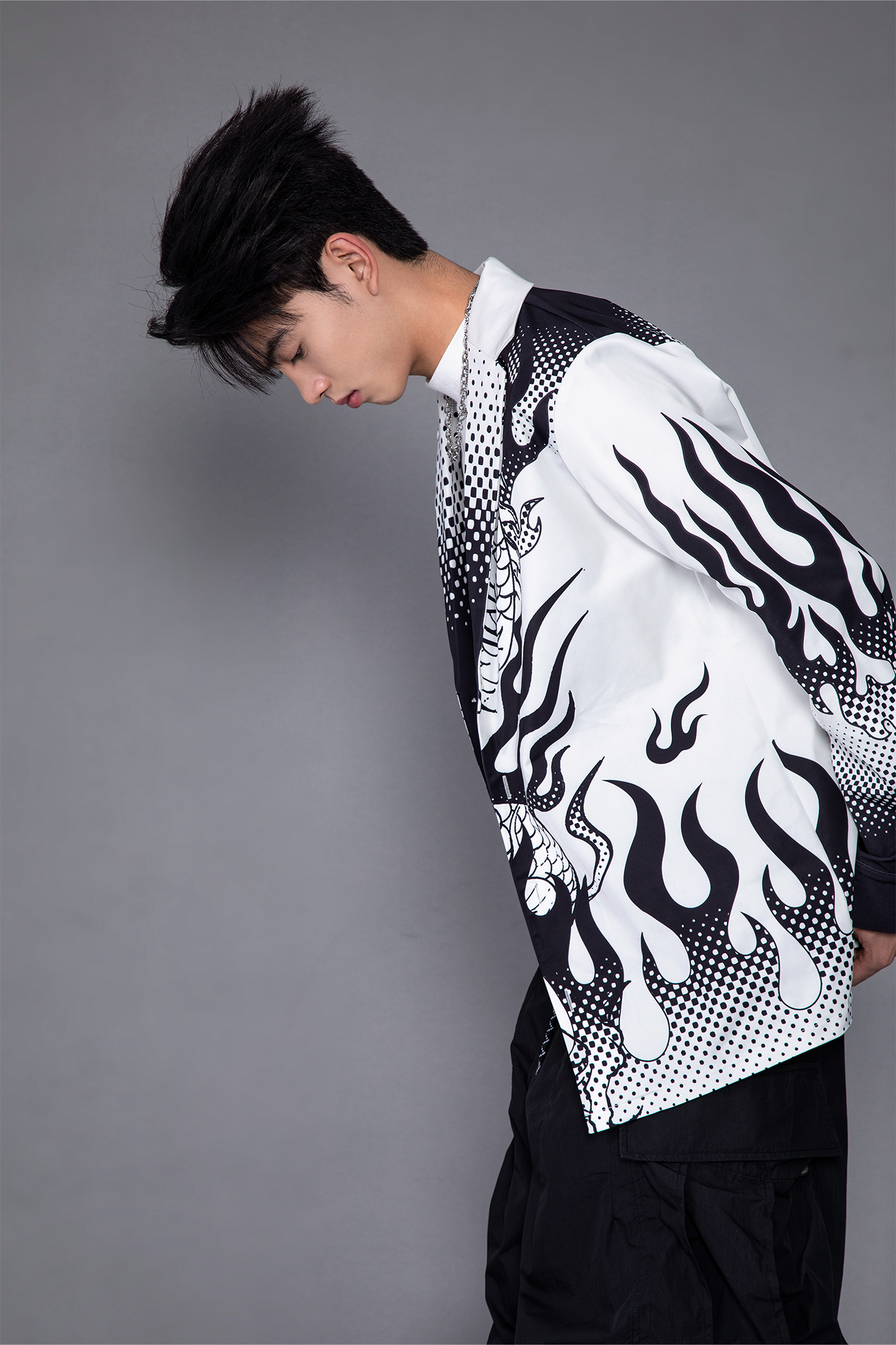 MASH UP ASIA Dragon Flame Graphic Oversized Blazer, premium urban and streetwear designers apparel on PROJECTISR.com, MASH UP ASIA