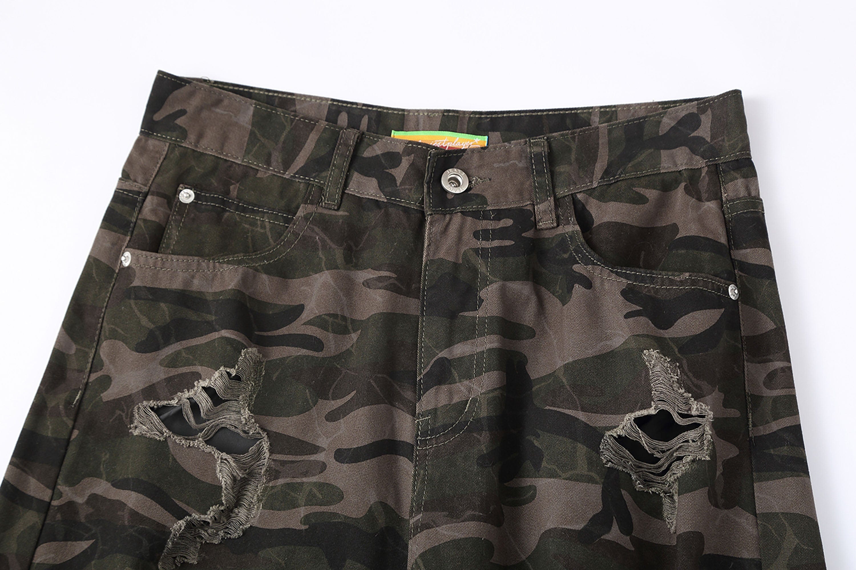 CLP Camo Ripped Straight-Leg Jeans, premium urban and streetwear designers apparel on PROJECTISR.com, CLP