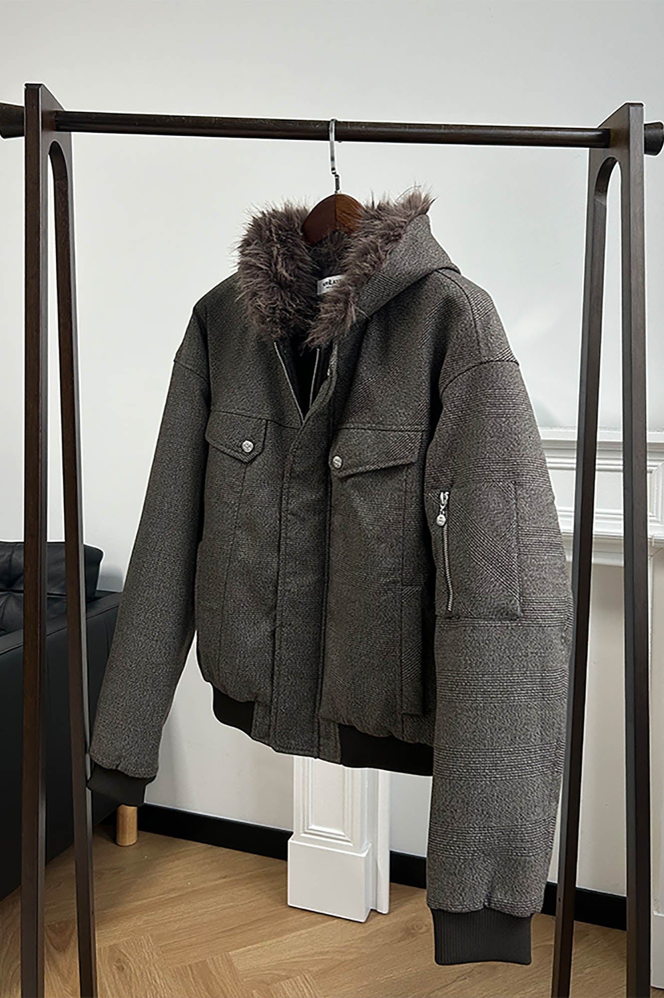 KREATE Padded Faux Fur Collar Utility Jacket, premium urban and streetwear designers apparel on PROJECTISR.com, KREATE