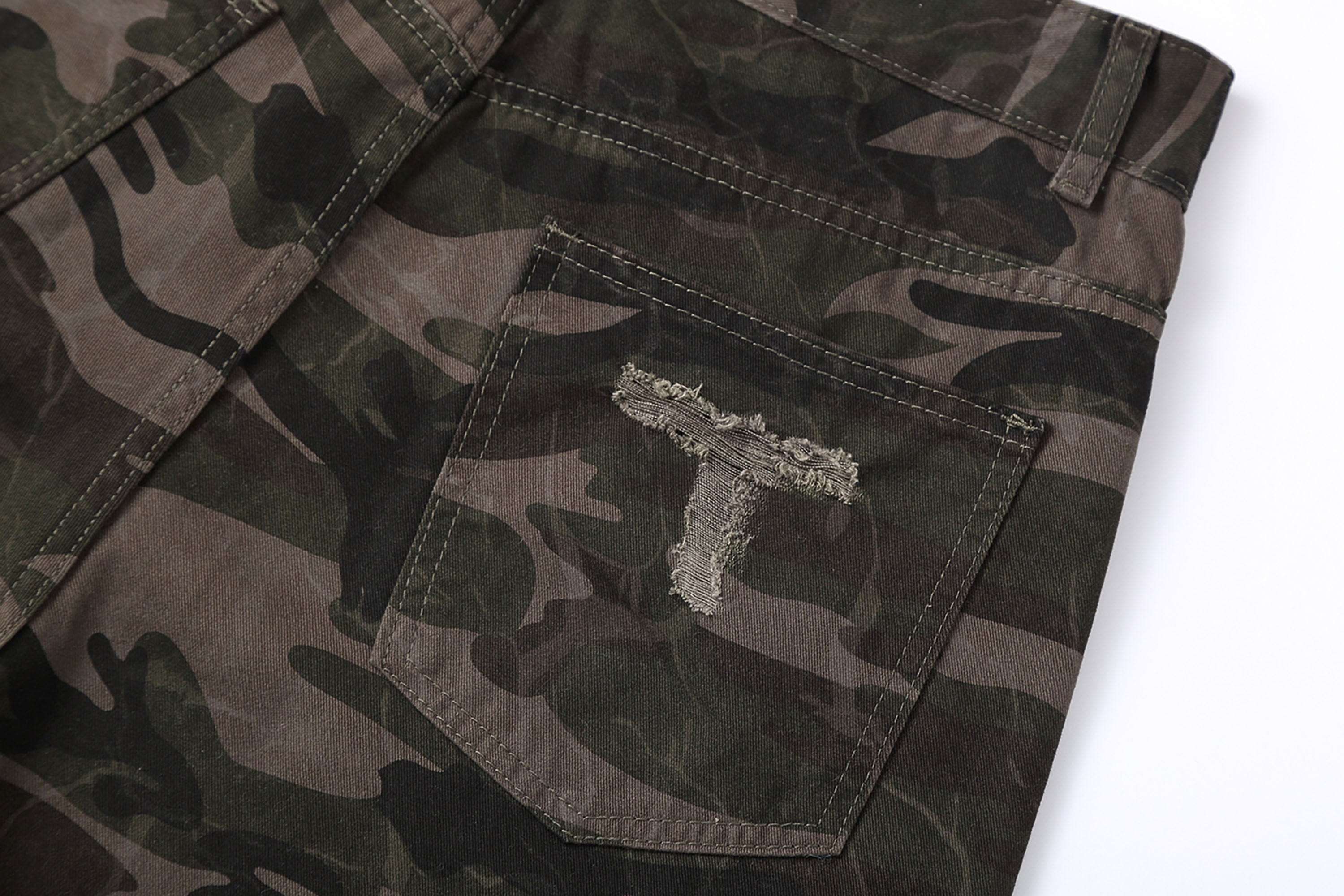 CLP Camo Ripped Straight-Leg Jeans, premium urban and streetwear designers apparel on PROJECTISR.com, CLP