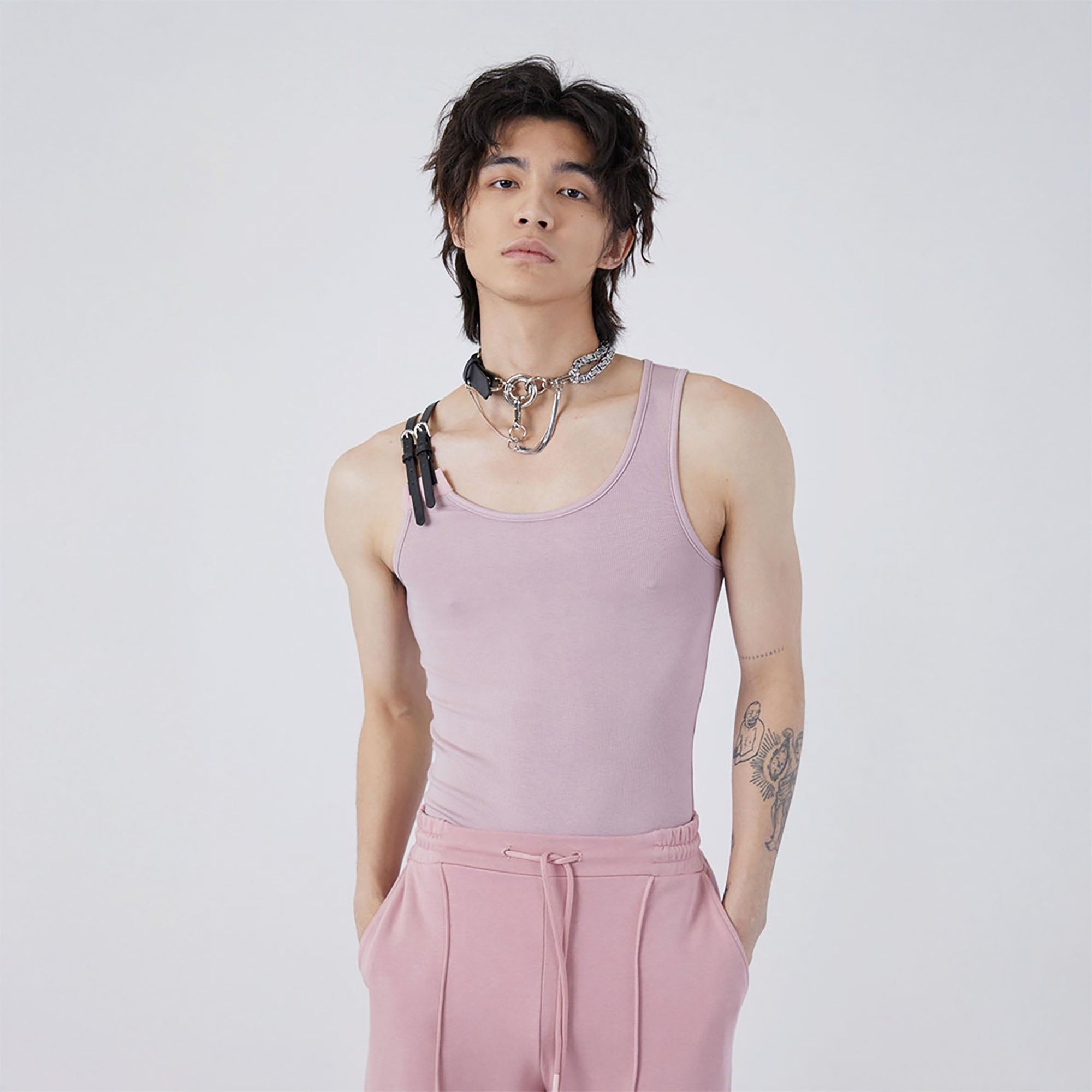 TUIMU Buckle Strap Ribbed Tank Top, premium urban and streetwear designers apparel on PROJECTISR.com, TUIMU