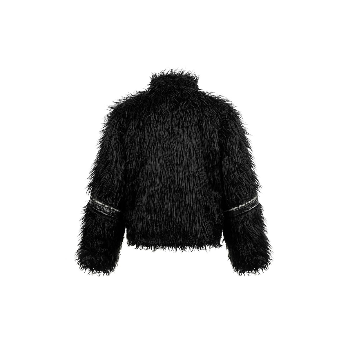 REBEL WAVE Faux Leather Zippered Faux Fur Jacket