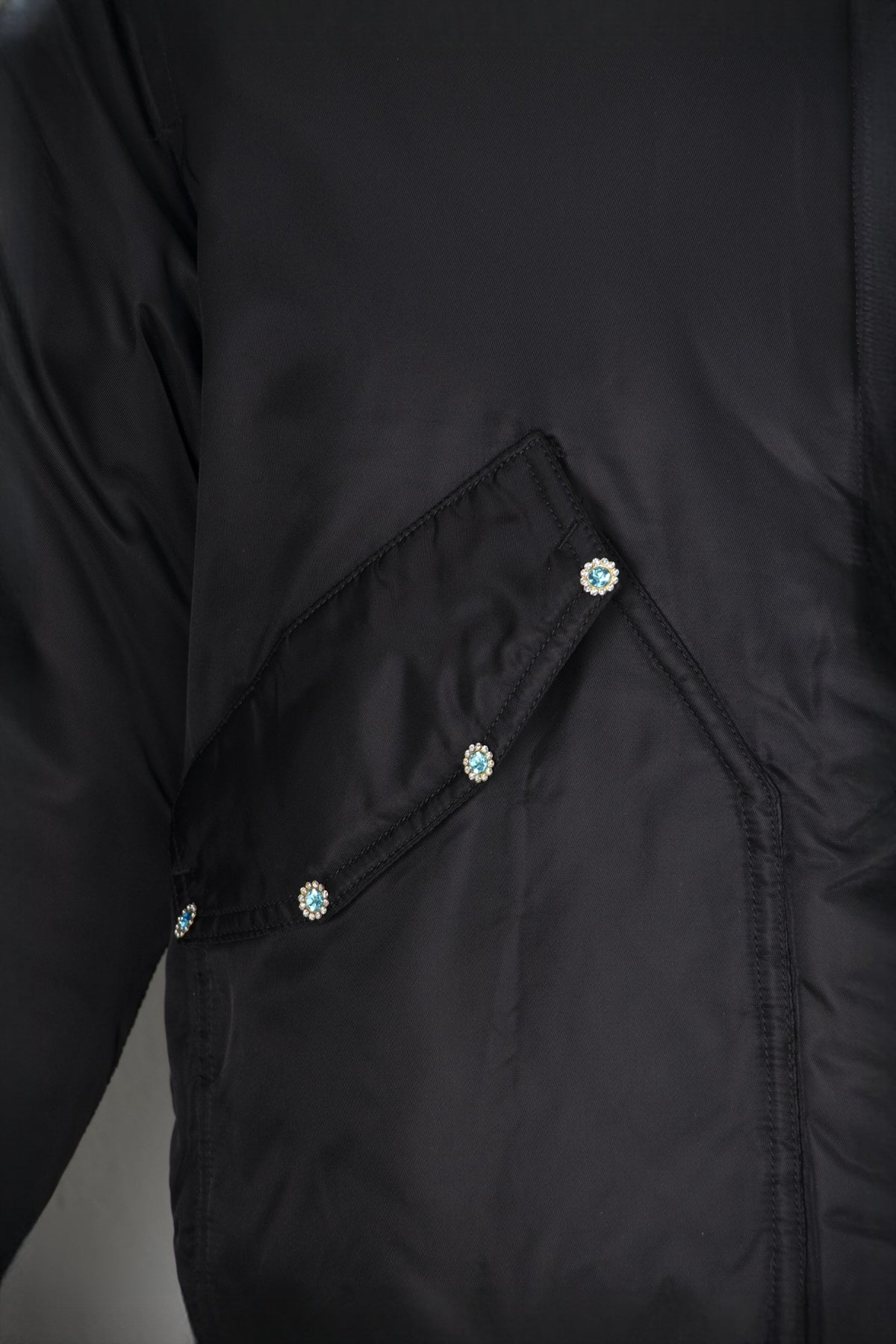 ZWDH Crown Rhinestone Embroidered Puffer Jacket — detail