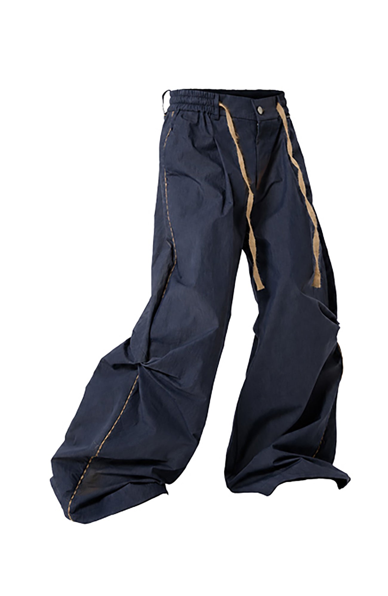 RELABEL Pleated Drawstring Cuff Parachute Pants Navy / Purple