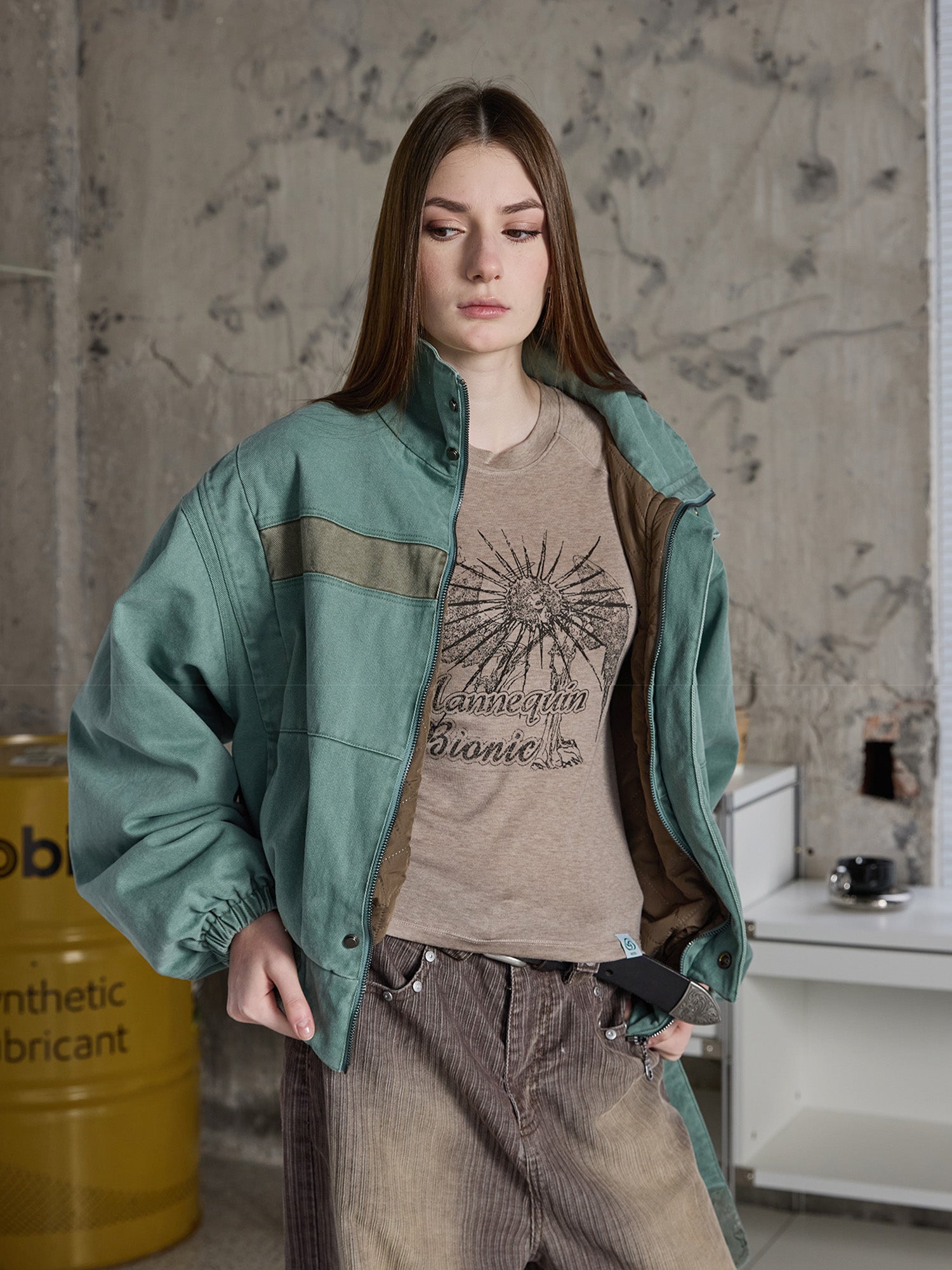 ERROR CODE ROBOT Washed Contrast Panel Jacket, premium urban and streetwear designers apparel on PROJECTISR.com, ERROR CODE ROBOT