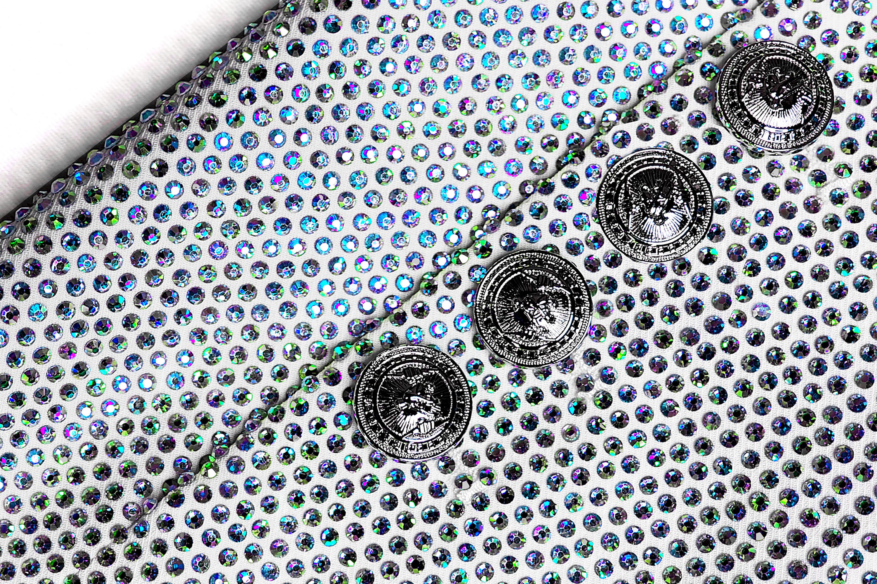 FACEONLAB Iridescent Diamond Mandarin Collar Jacket, premium urban and streetwear designers apparel on PROJECTISR.com, FACEONLAB
