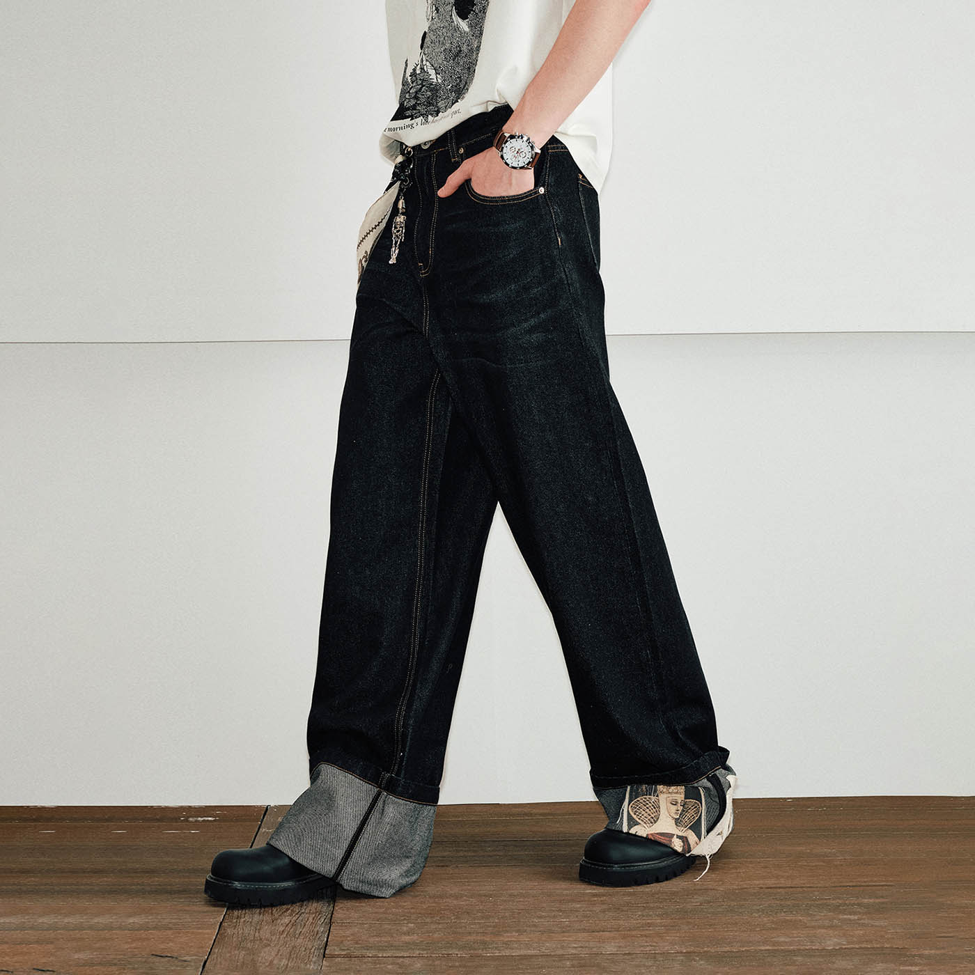KREATE Patchwork Denim Pants, premium urban and streetwear designers apparel on PROJECTISR.com, KREATE
