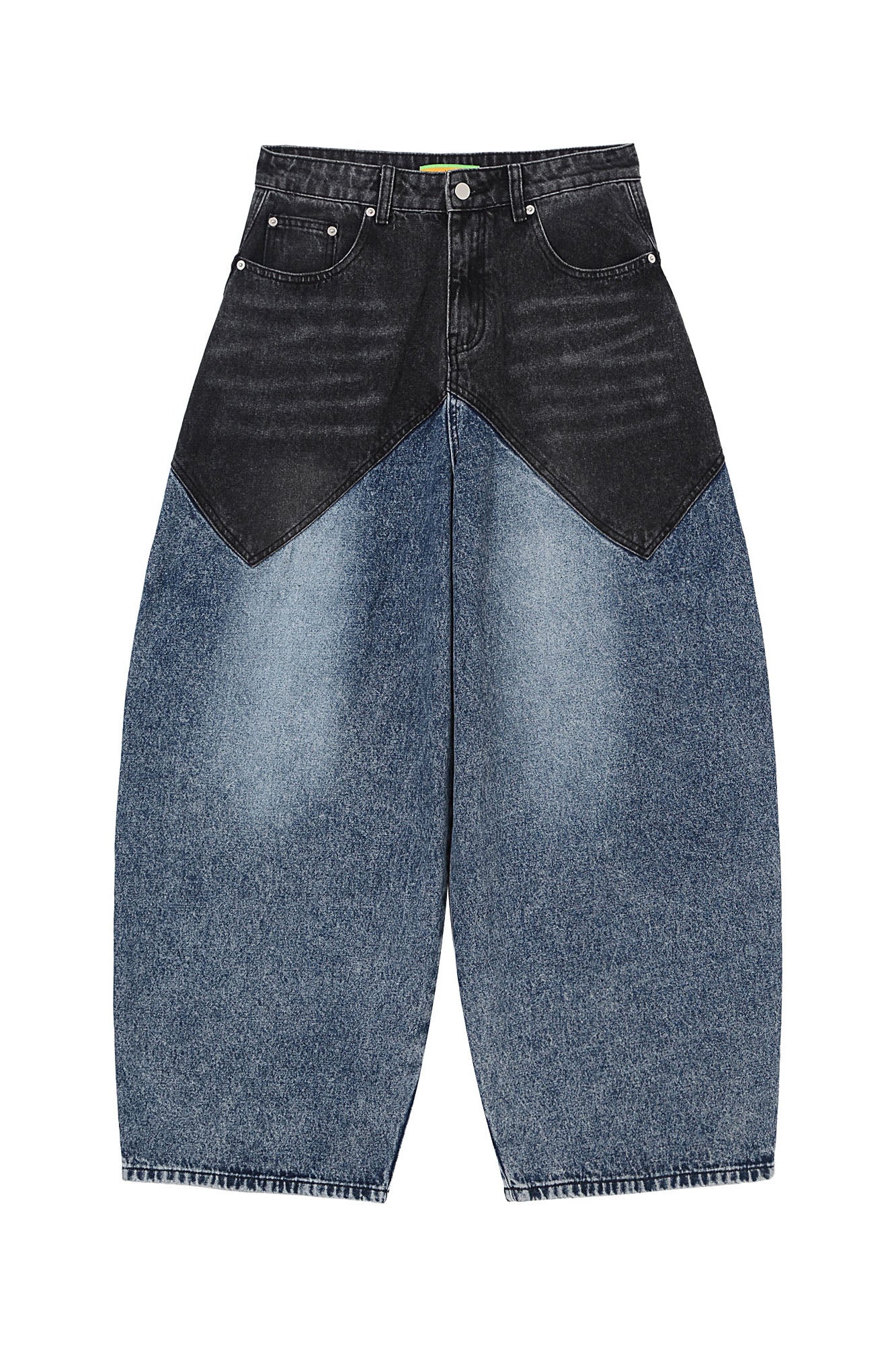 CLP Distressed Contrast-Panel Oversized Jeans, premium urban and streetwear designers apparel on PROJECTISR.com, CLP