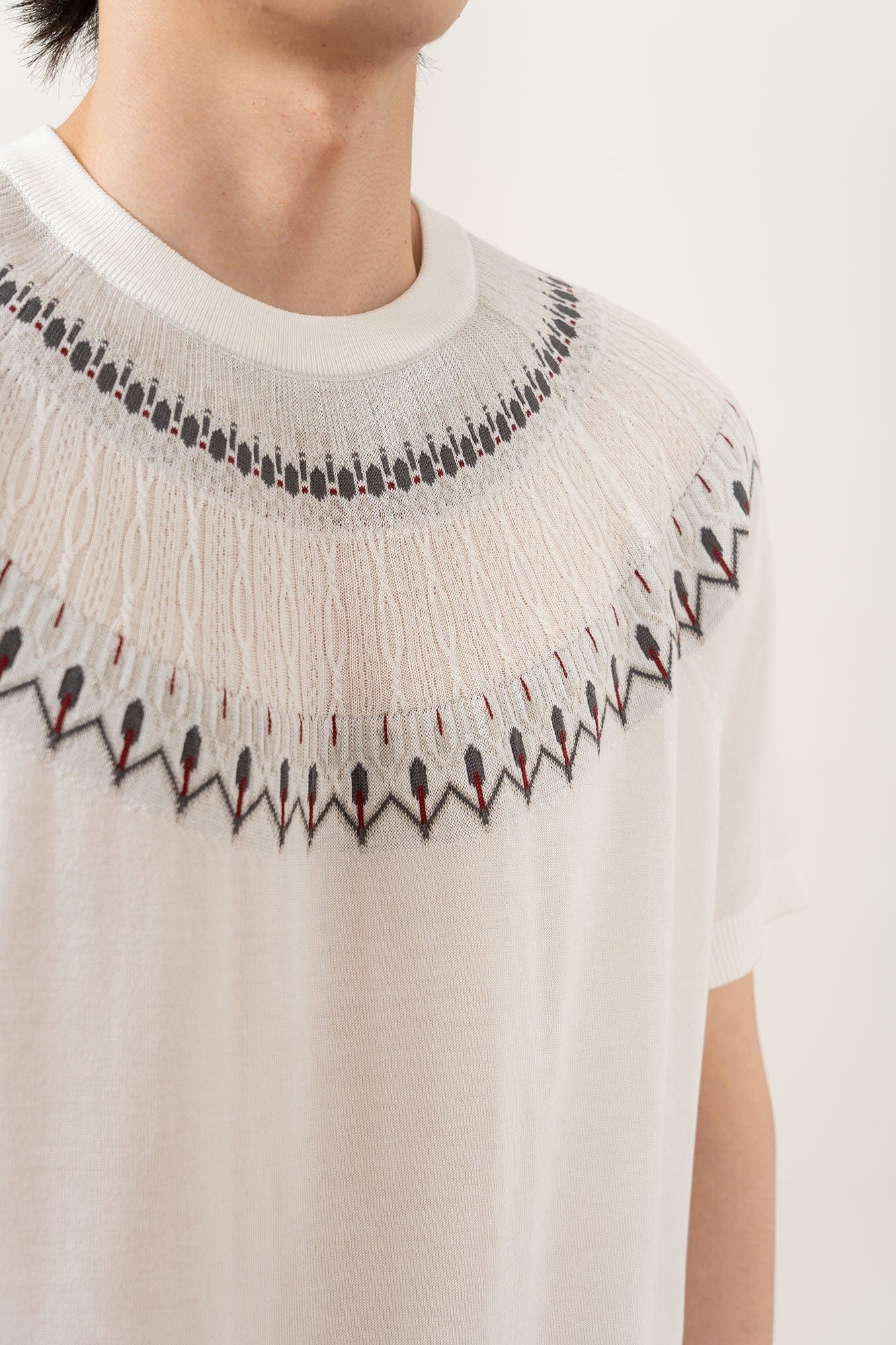 MOITIEDEPETALE Fair Isle Jacquard Tee, premium urban and streetwear designers apparel on PROJECTISR.com, MOITIEDEPETALE