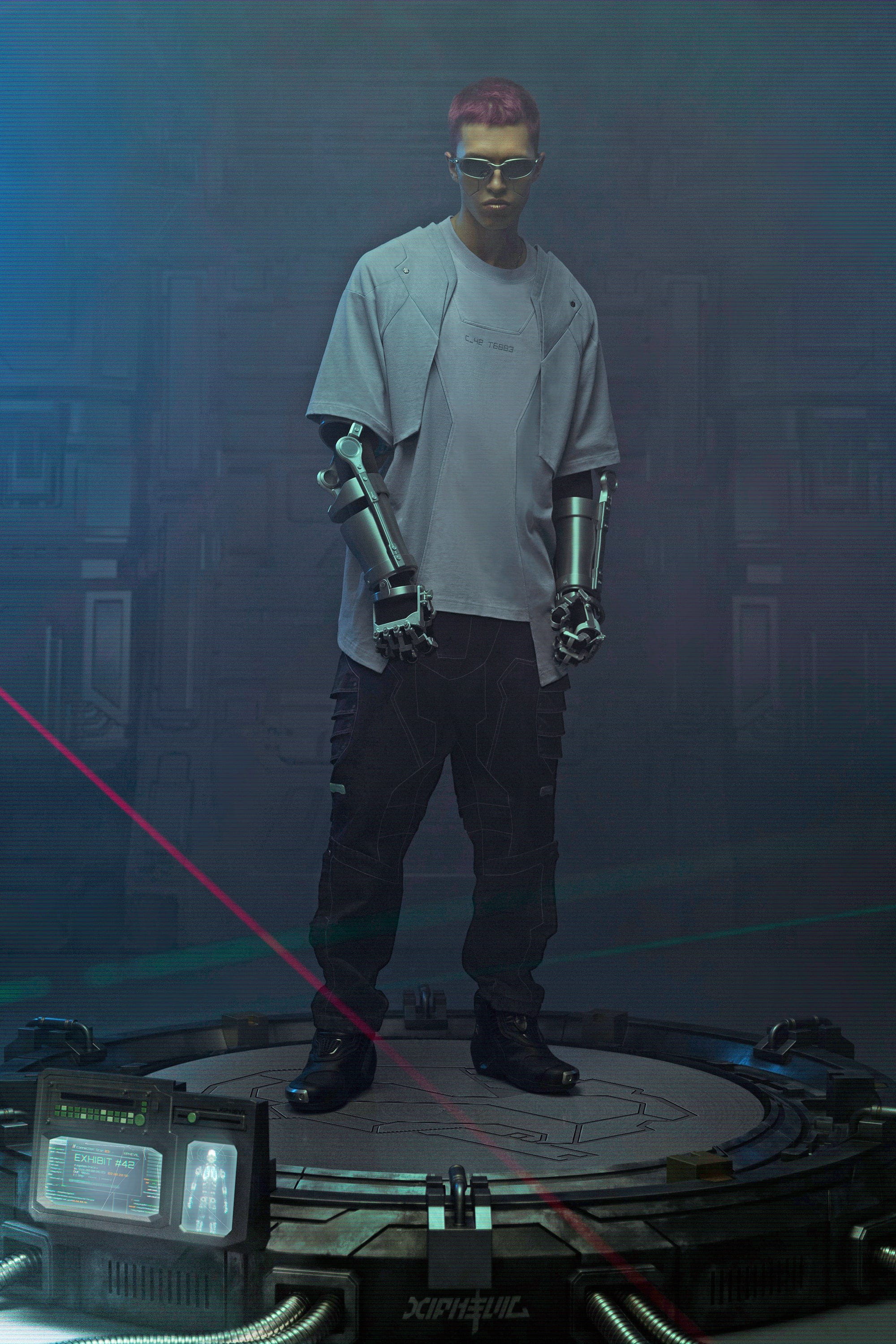 XIPHEVIL Deep Zone Deconstructed Armor Rivet T-Shirt Light Grey, premium urban and streetwear designers apparel on PROJECTISR.com, XIPHEVIL