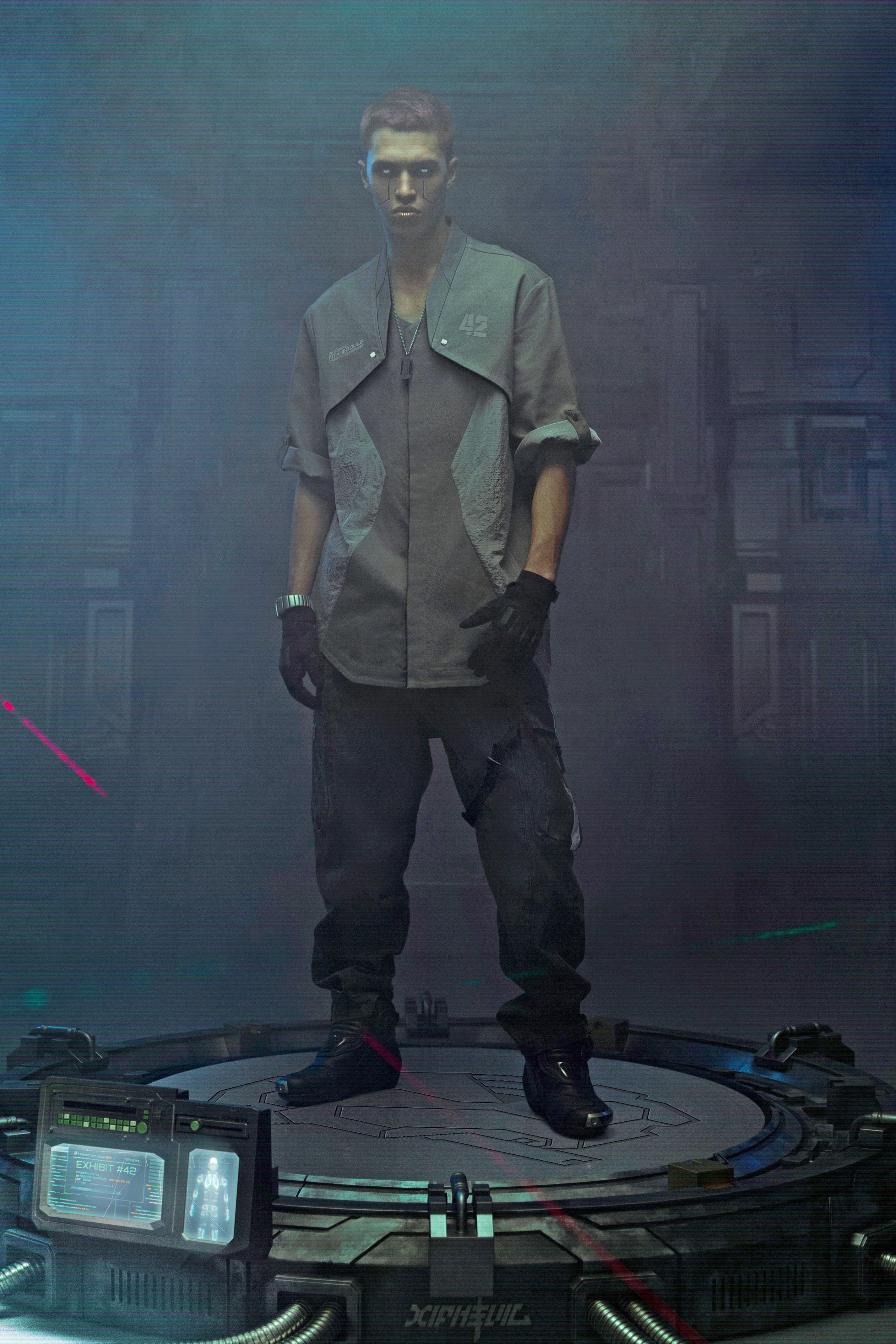 XIPHEVIL Terminal Modern Layered Rivet Half Shirt Light Grey, premium urban and streetwear designers apparel on PROJECTISR.com, XIPHEVIL