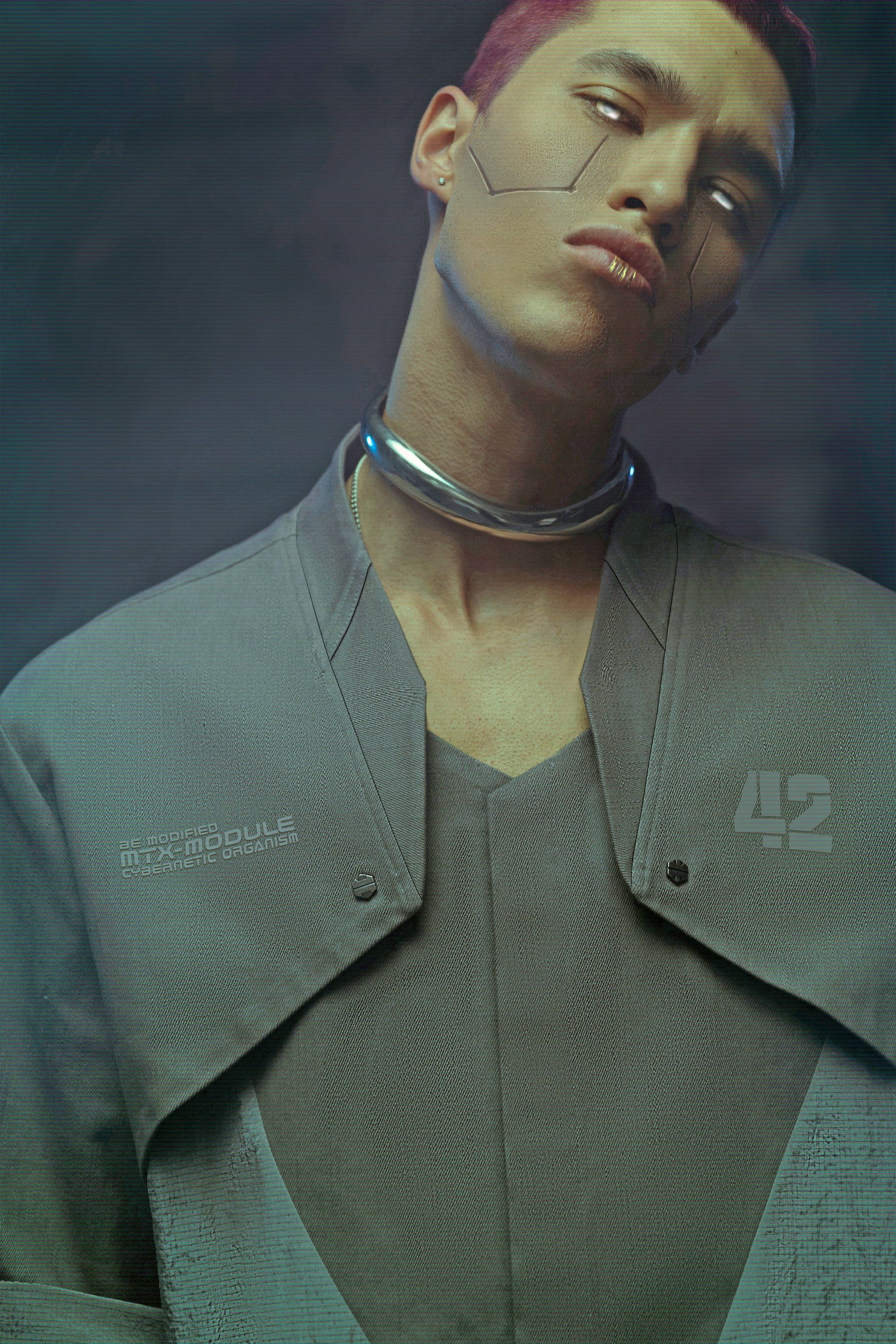 XIPHEVIL Terminal Modern Layered Rivet Half Shirt Light Grey, premium urban and streetwear designers apparel on PROJECTISR.com, XIPHEVIL