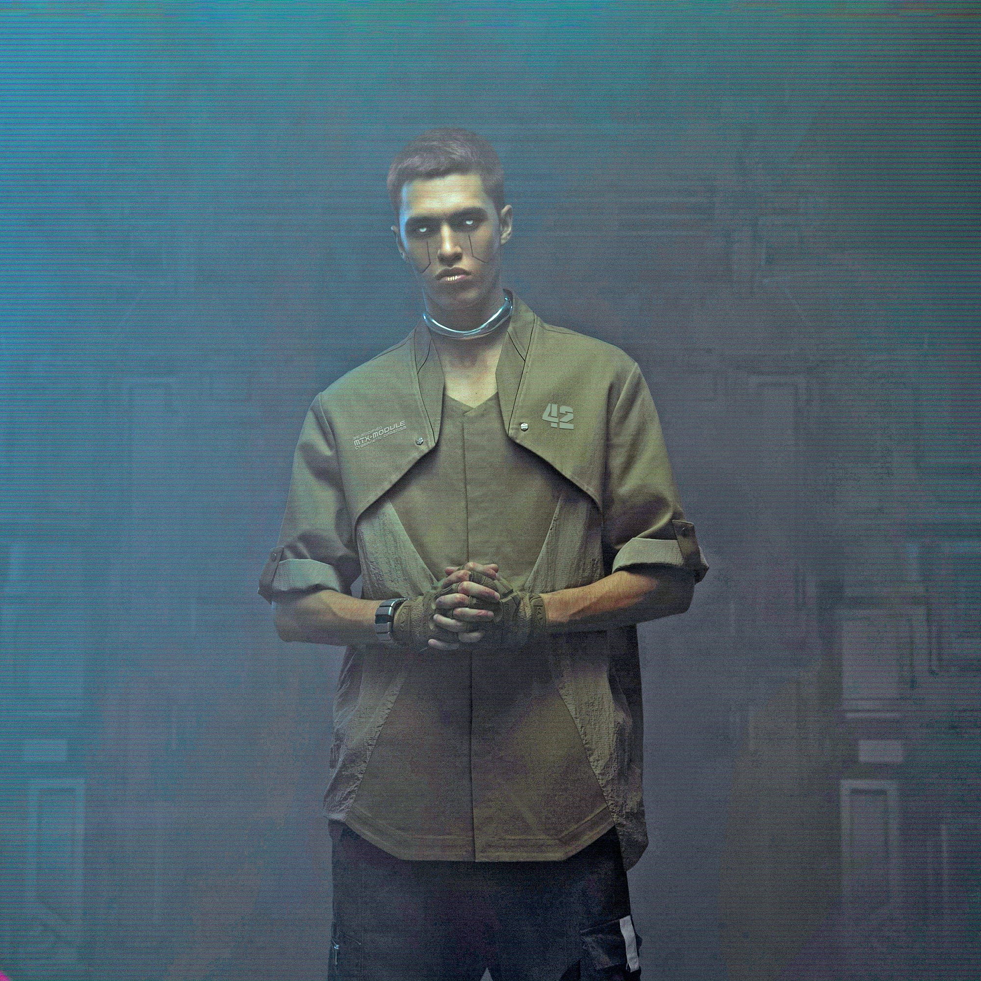 XIPHEVIL Terminal Layered Rivet Half Shirt Army Green, premium urban and streetwear designers apparel on PROJECTISR.com, XIPHEVIL