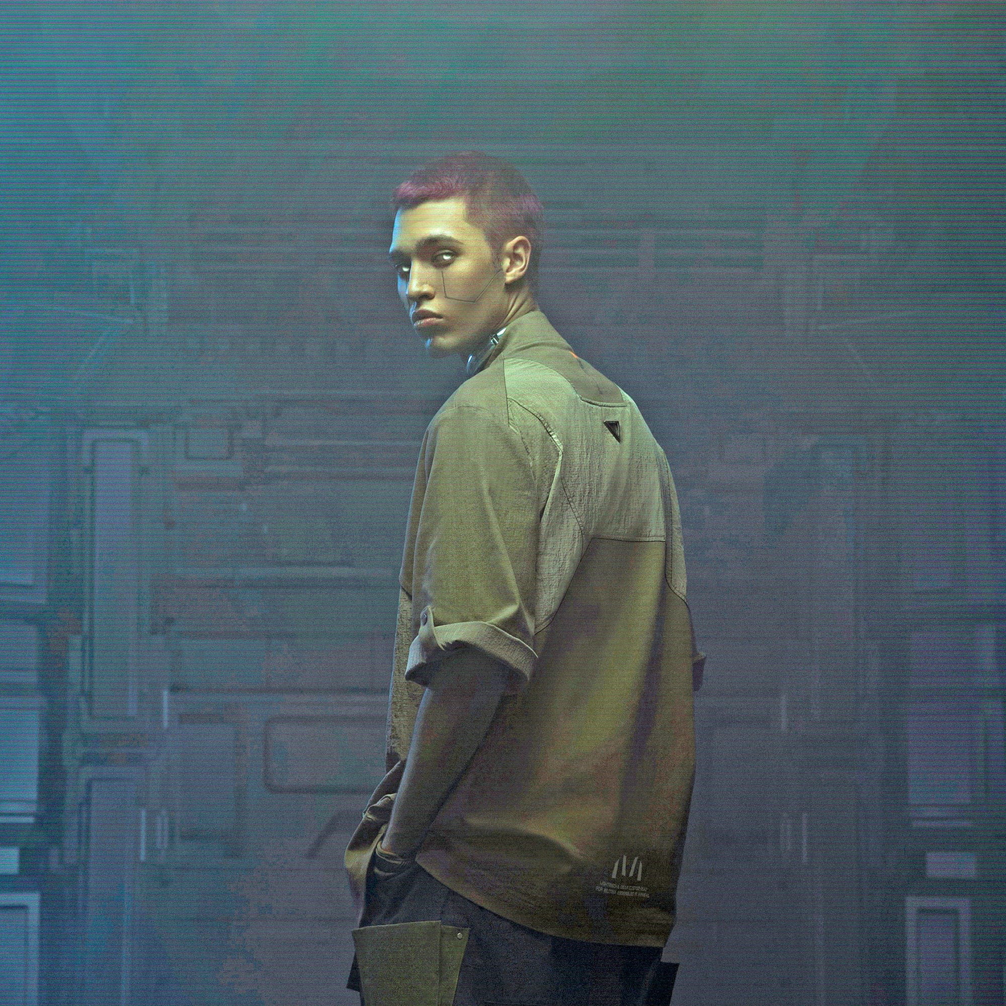 XIPHEVIL Terminal Layered Rivet Half Shirt Army Green, premium urban and streetwear designers apparel on PROJECTISR.com, XIPHEVIL