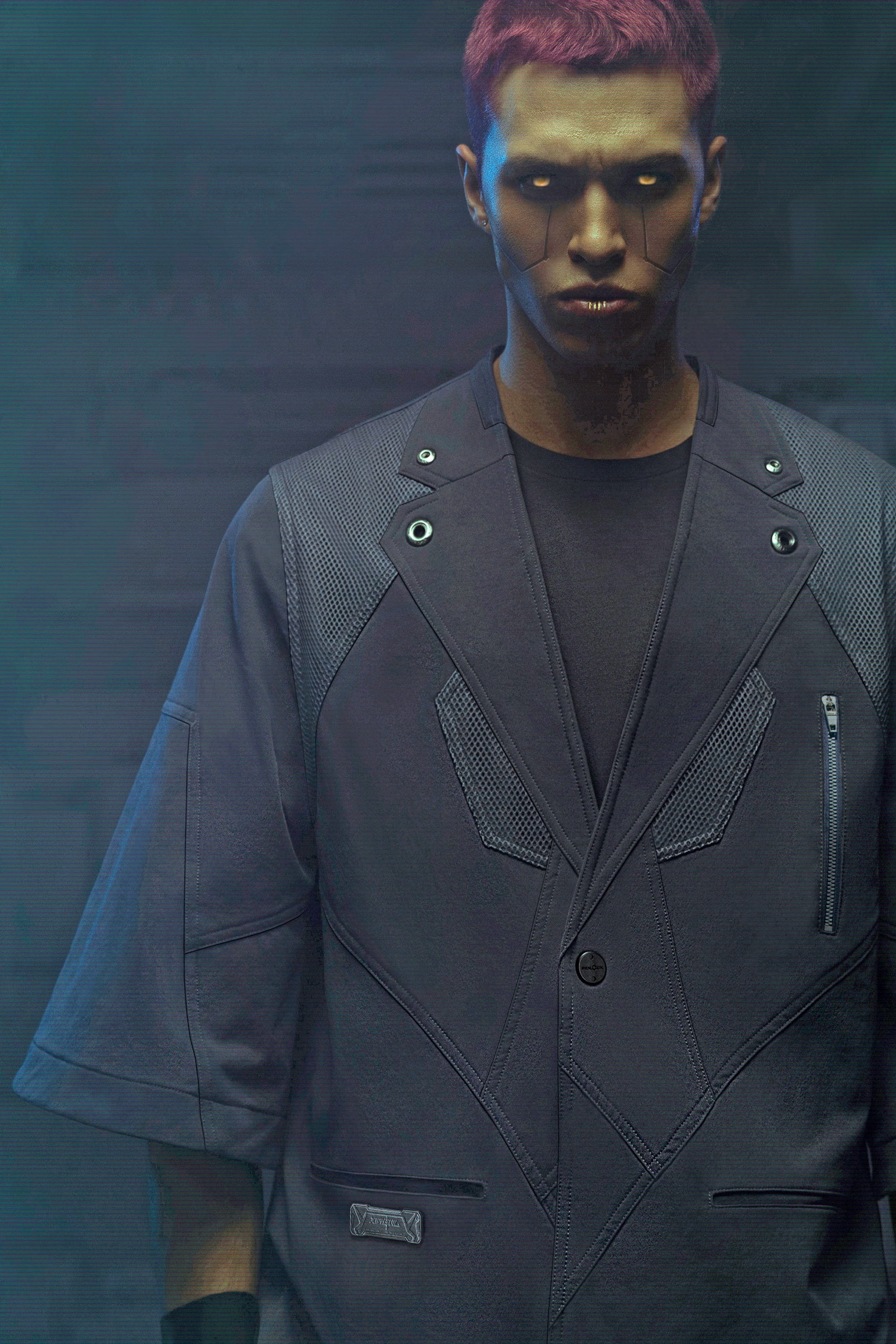 XIPHEVIL Bellator IV Mesh Metal Short-Sleeve Blazer Black, premium urban and streetwear designers apparel on PROJECTISR.com, XIPHEVIL