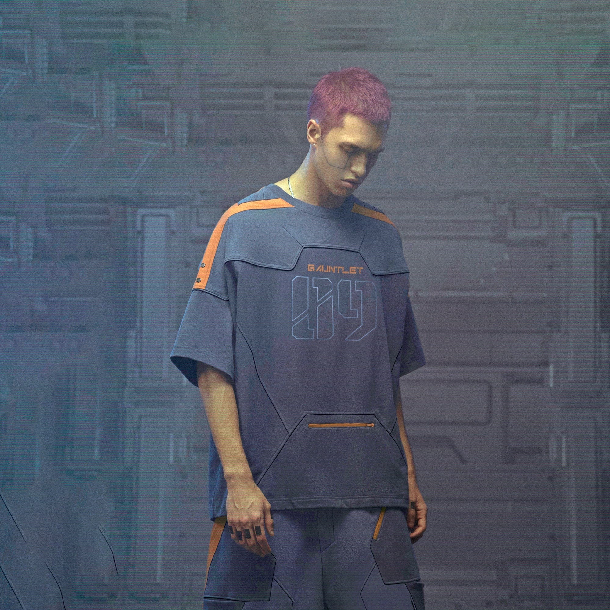 XIPHEVIL Modern Deconstructed Rivet Jersey Dark Orange, premium urban and streetwear designers apparel on PROJECTISR.com, XIPHEVIL