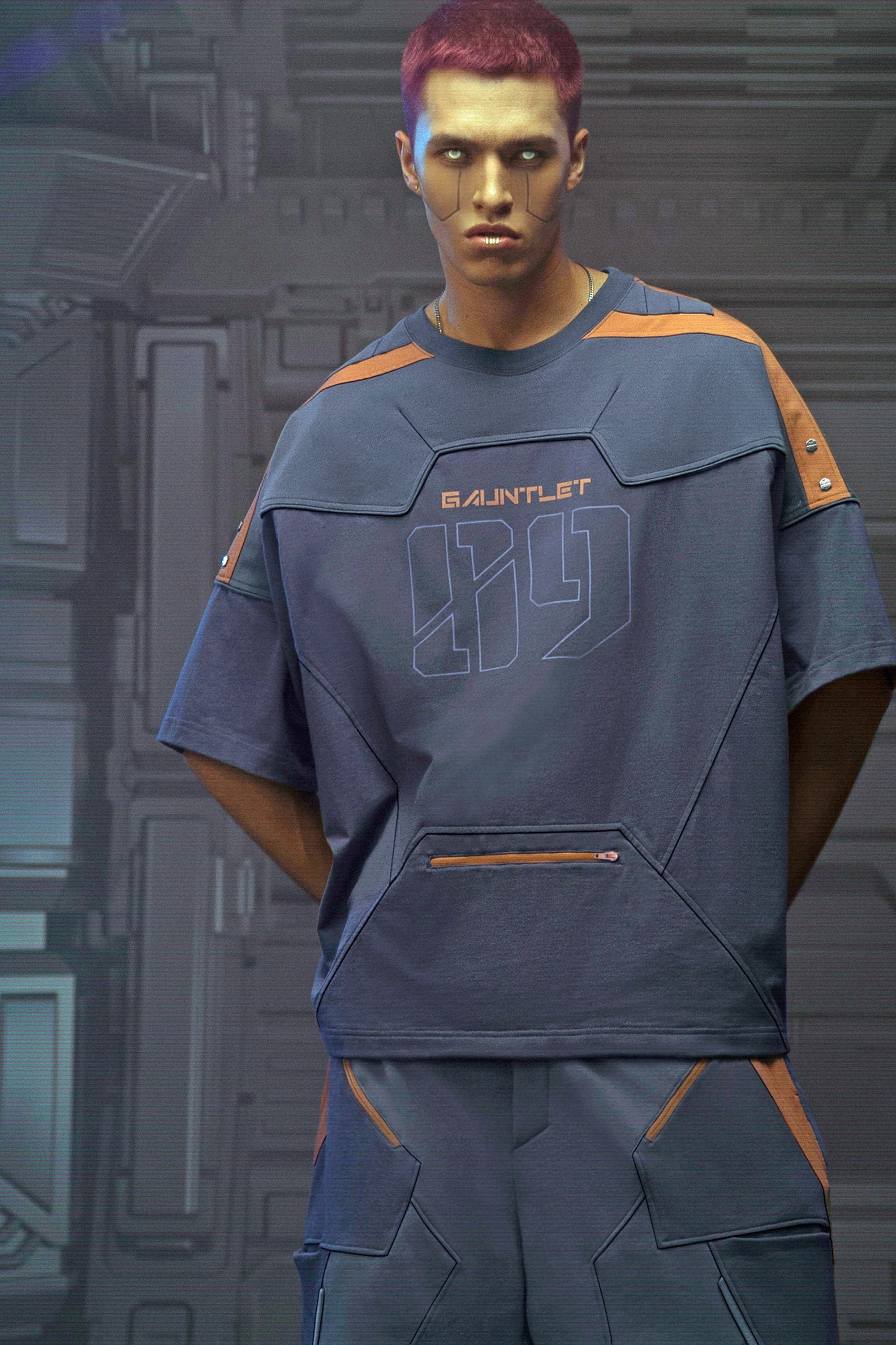 XIPHEVIL Modern Deconstructed Rivet Jersey Dark Orange, premium urban and streetwear designers apparel on PROJECTISR.com, XIPHEVIL