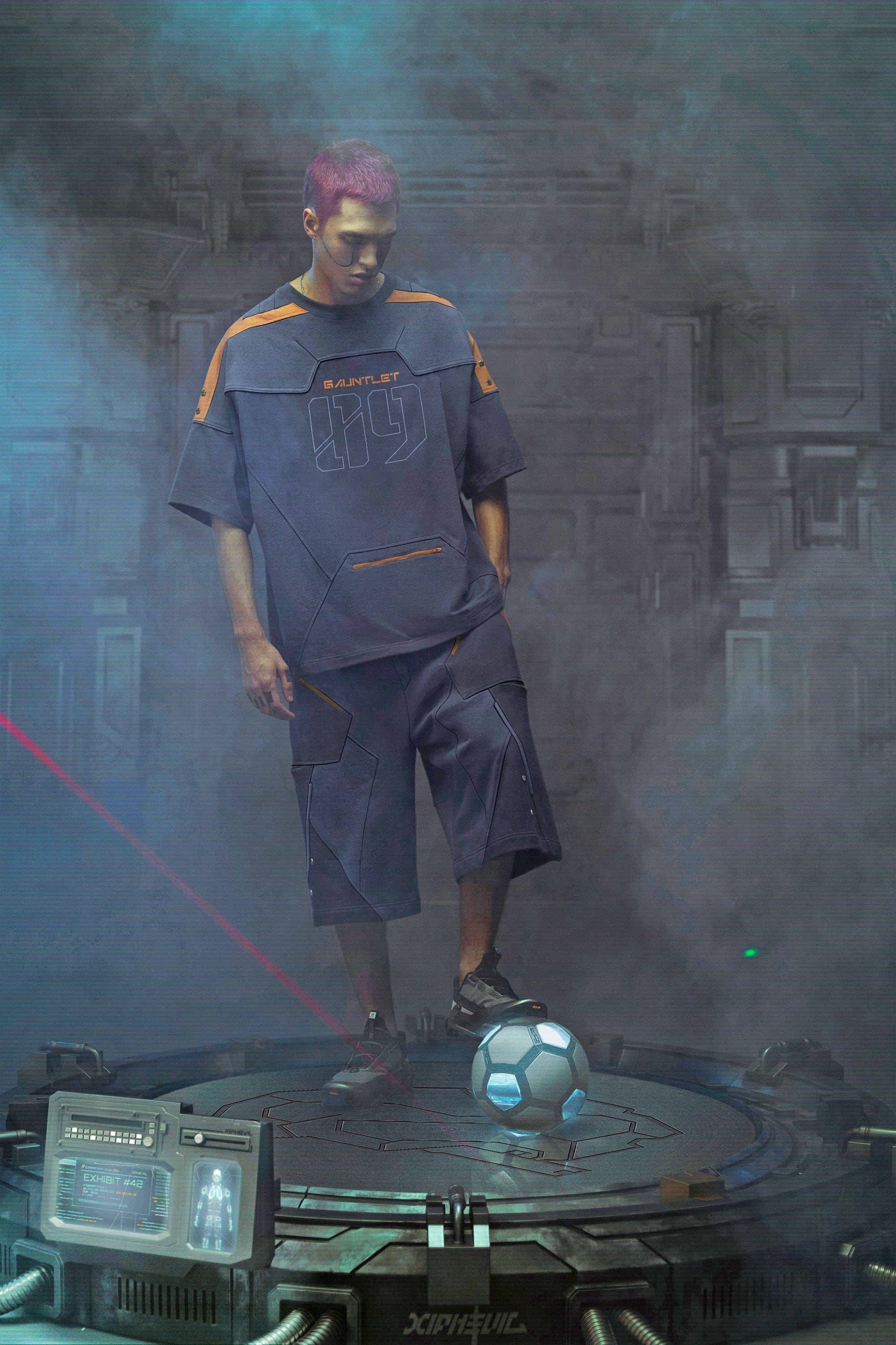 XIPHEVIL Modern Deconstructed Rivet Jersey Dark Orange, premium urban and streetwear designers apparel on PROJECTISR.com, XIPHEVIL
