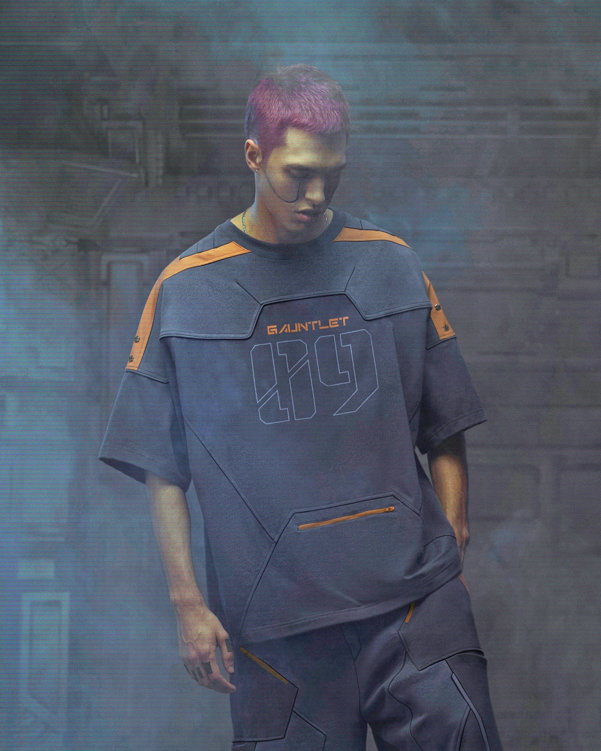 XIPHEVIL Modern Deconstructed Rivet Jersey Dark Orange, premium urban and streetwear designers apparel on PROJECTISR.com, XIPHEVIL
