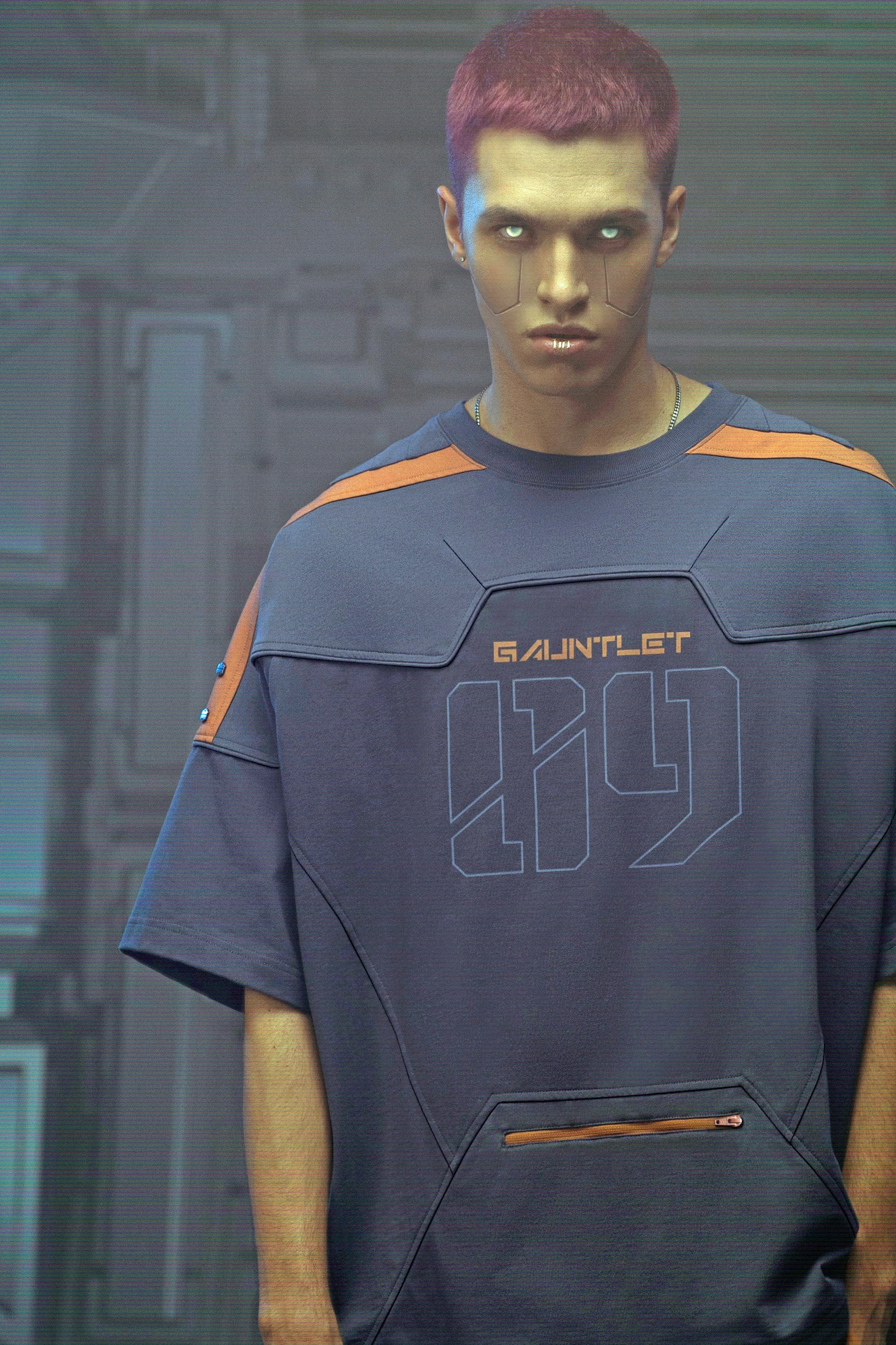 XIPHEVIL Modern Deconstructed Rivet Jersey Dark Orange, premium urban and streetwear designers apparel on PROJECTISR.com, XIPHEVIL