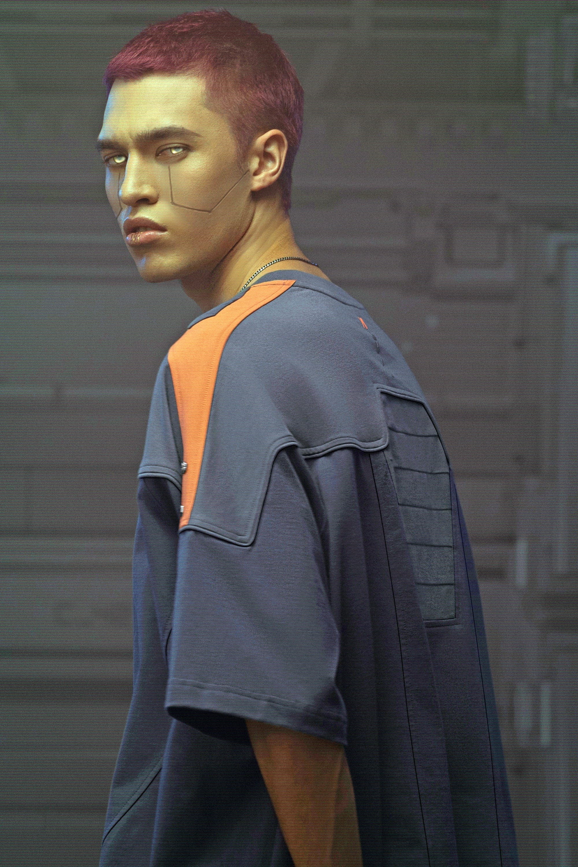 XIPHEVIL Modern Deconstructed Rivet Jersey Dark Orange, premium urban and streetwear designers apparel on PROJECTISR.com, XIPHEVIL