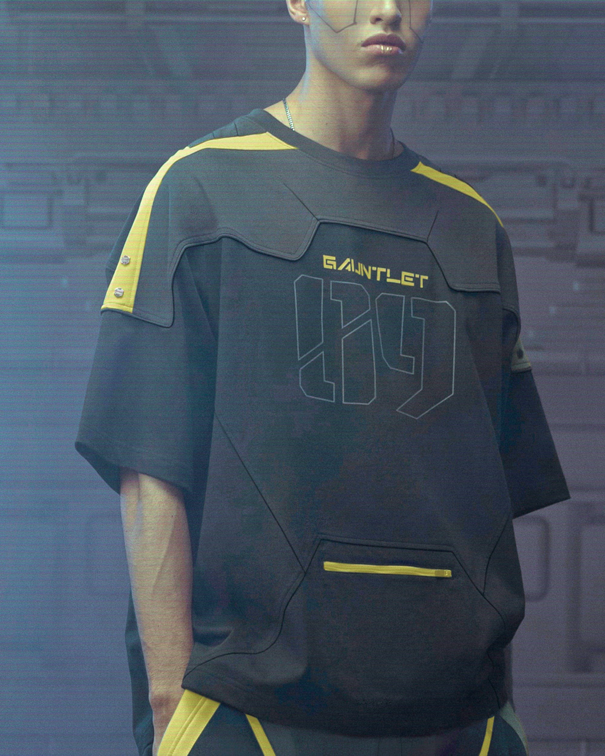 XIPHEVIL Modern Deconstructed Rivet Jersey Yellow, premium urban and streetwear designers apparel on PROJECTISR.com, XIPHEVIL