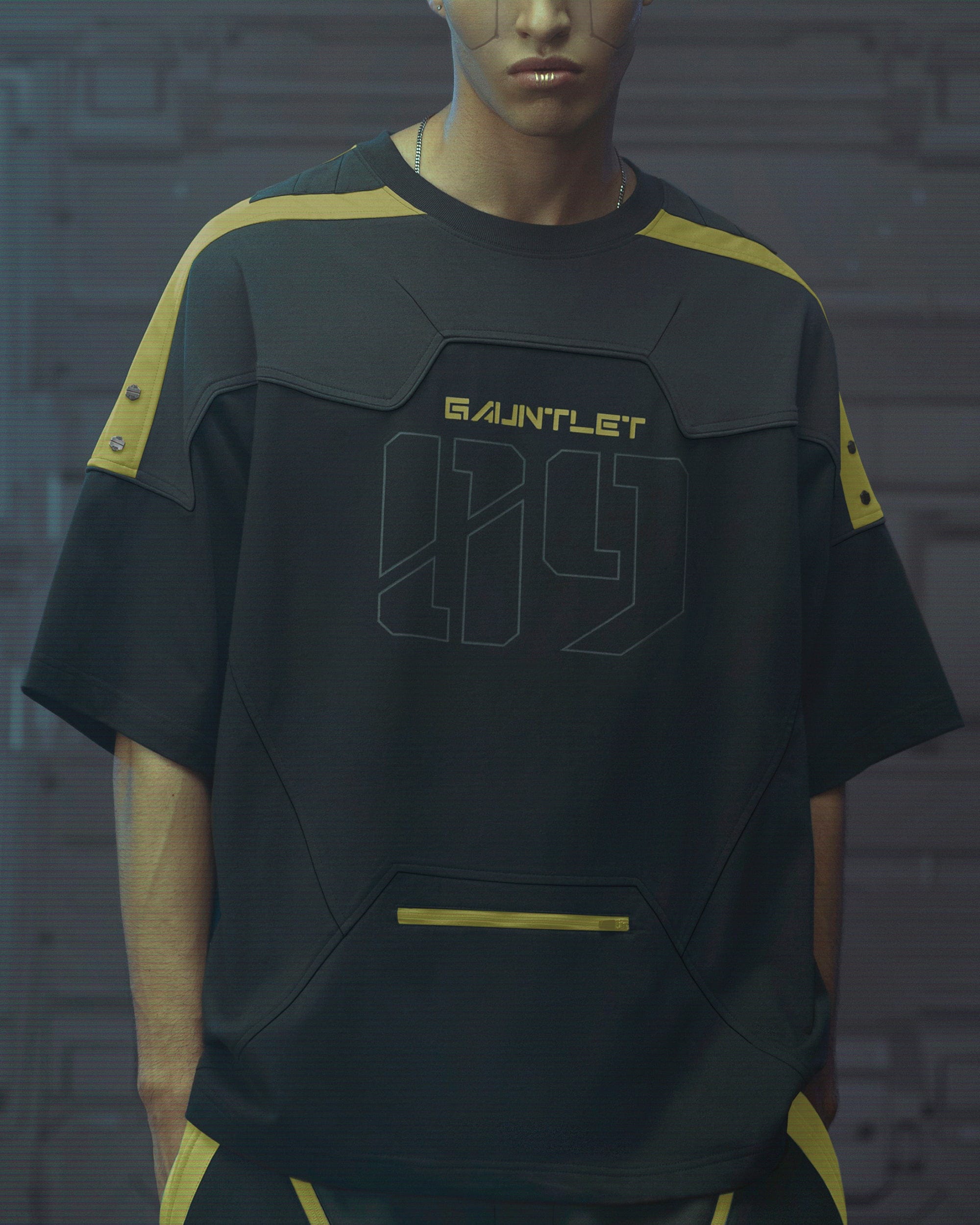 XIPHEVIL Modern Deconstructed Rivet Jersey Yellow, premium urban and streetwear designers apparel on PROJECTISR.com, XIPHEVIL