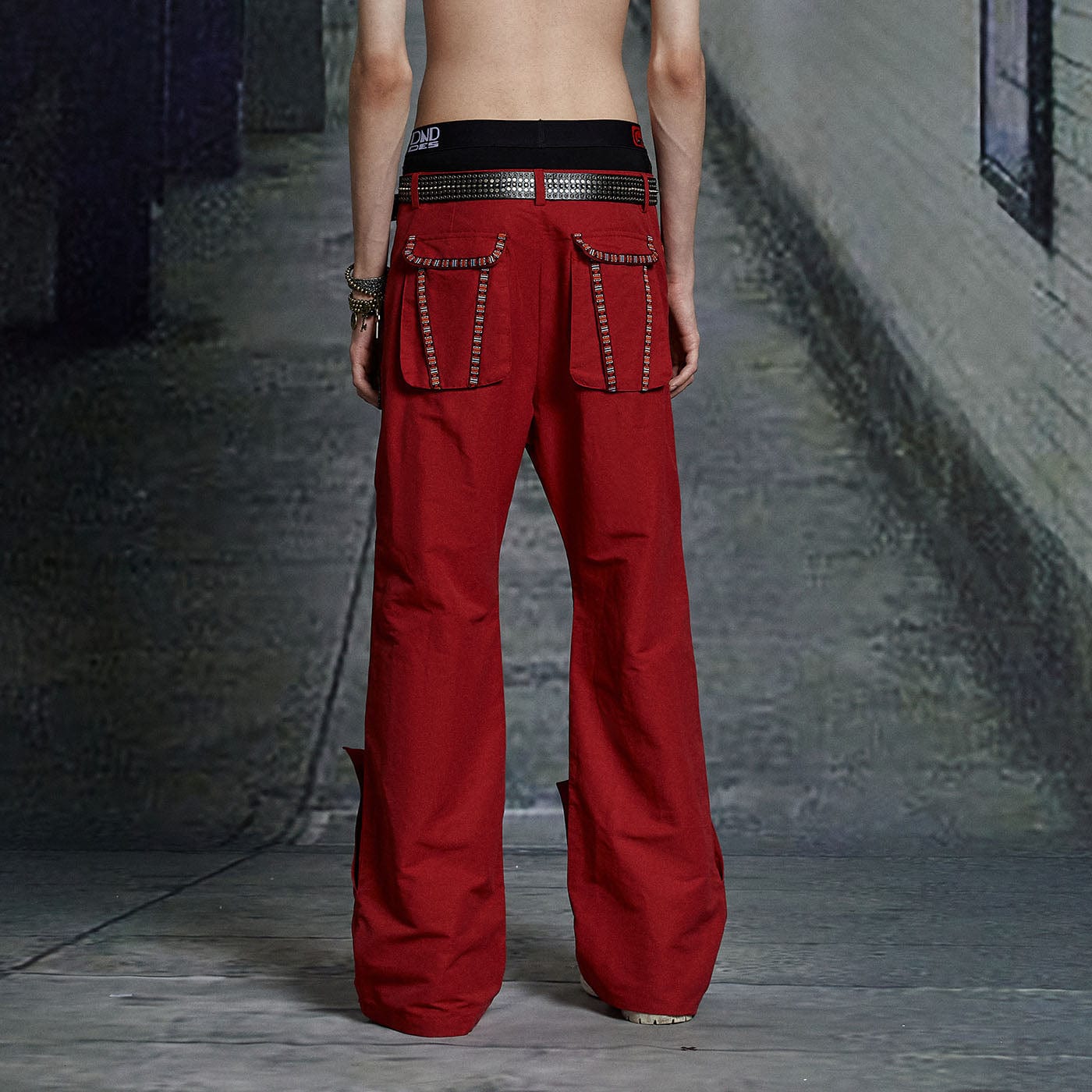 DND4DES The Bass Pants Red, premium urban and streetwear designers apparel on PROJECTISR.com, DND4DES