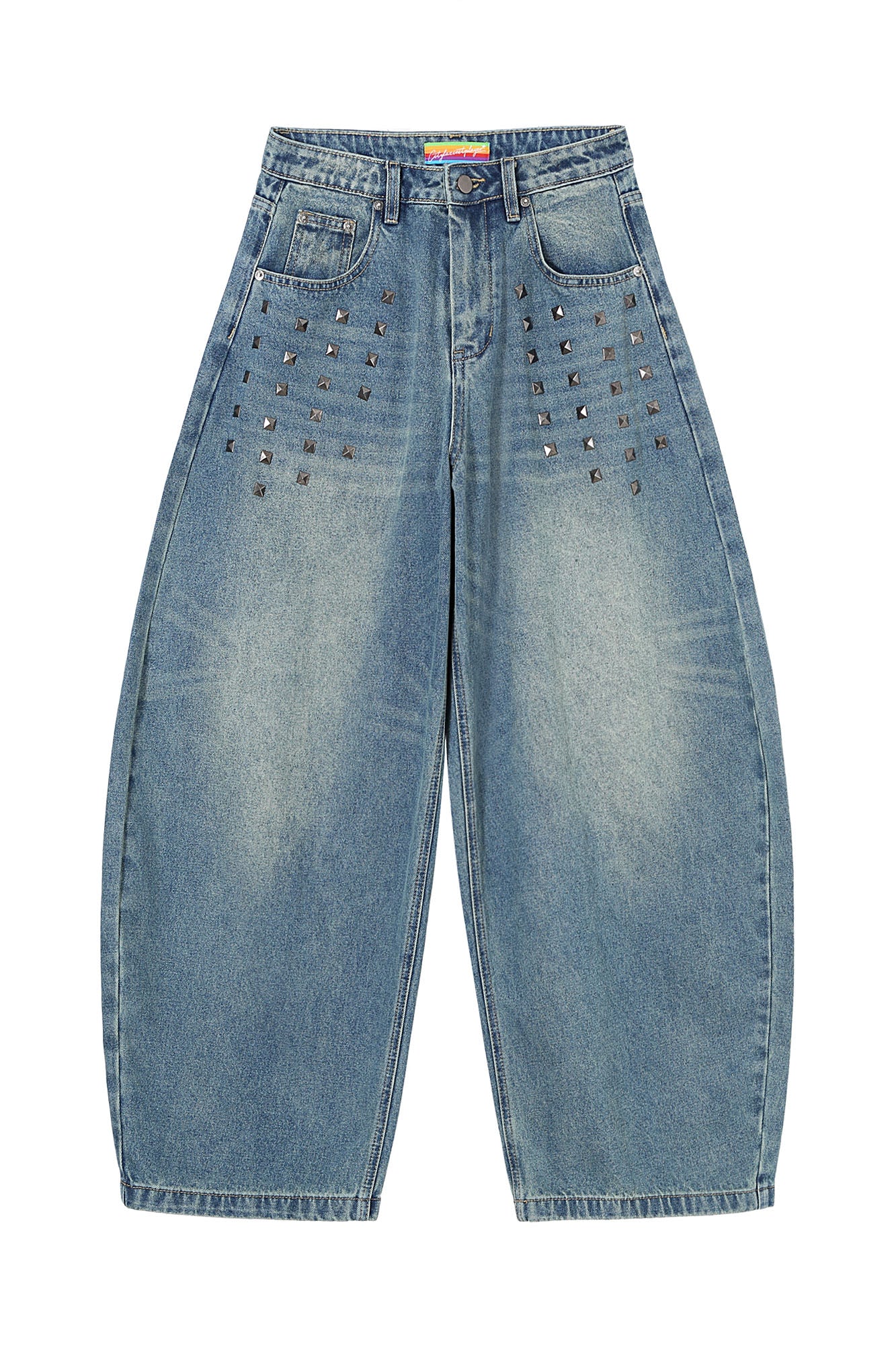 CLP Washed Studded Barrel Jeans, premium urban and streetwear designers apparel on PROJECTISR.com, CLP