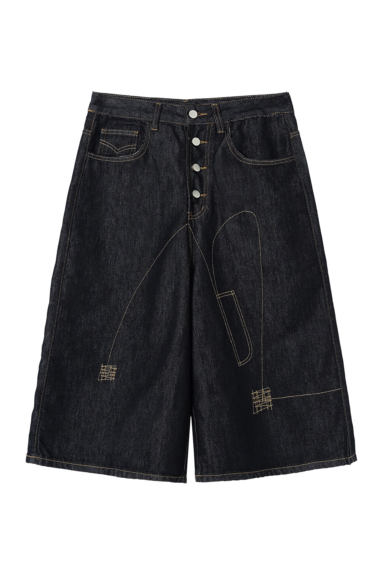 CLP Retro Contrast Stitch Straight-Leg Jorts, premium urban and streetwear designers apparel on PROJECTISR.com, CLP