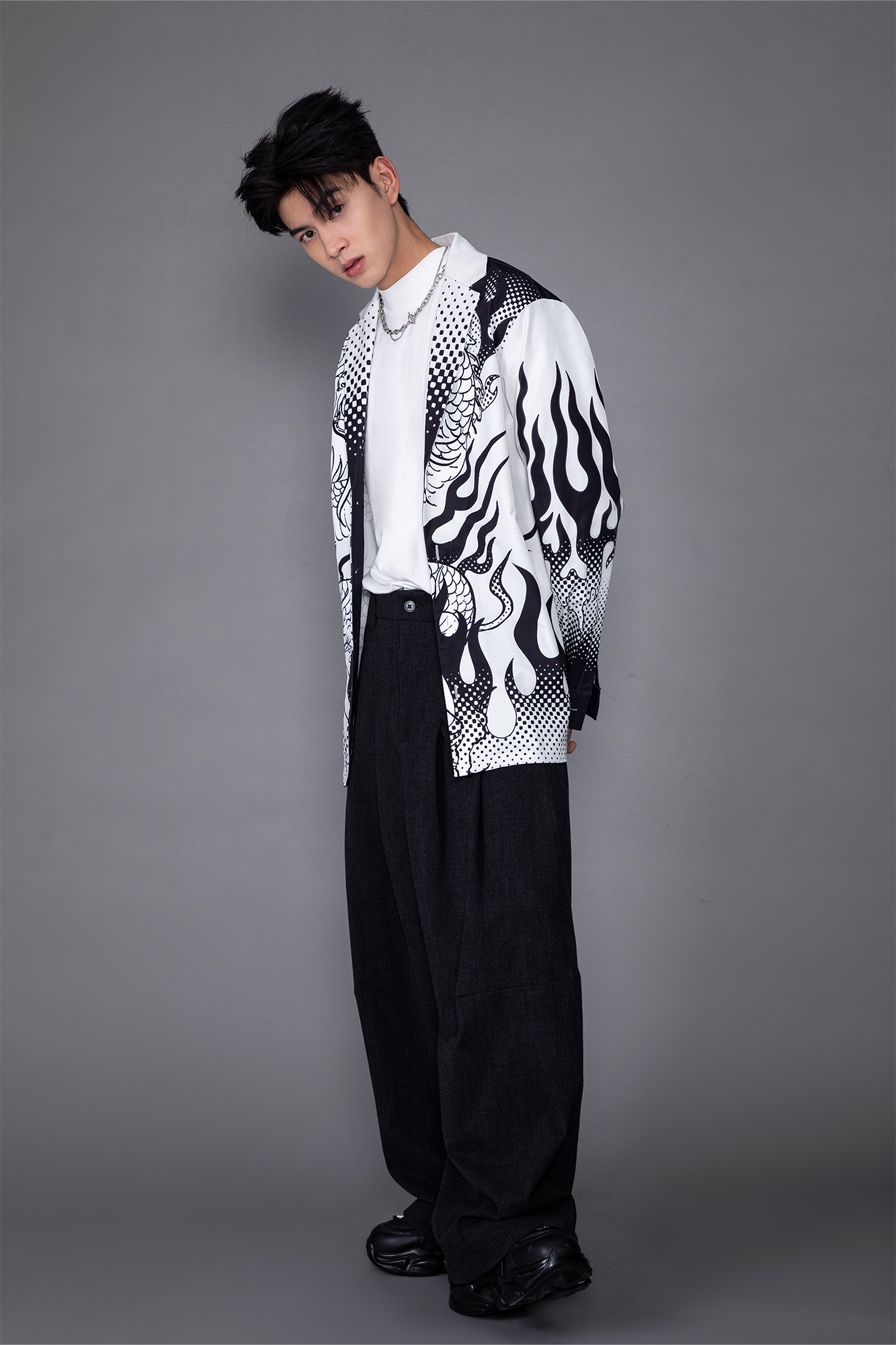 MASH UP ASIA Dragon Flame Graphic Oversized Blazer, premium urban and streetwear designers apparel on PROJECTISR.com, MASH UP ASIA