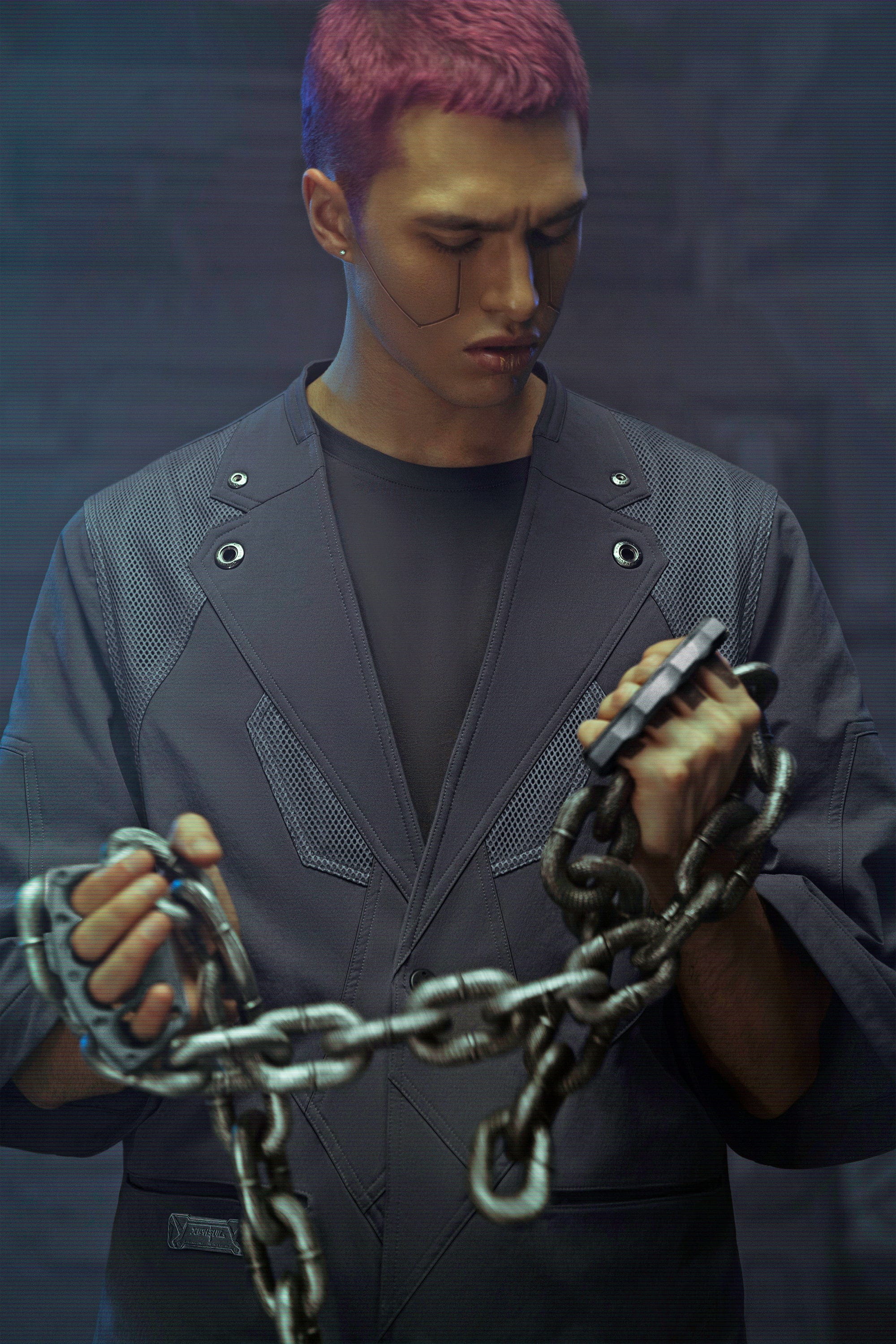 XIPHEVIL Bellator IV Mesh Metal Short-Sleeve Blazer Black, premium urban and streetwear designers apparel on PROJECTISR.com, XIPHEVIL