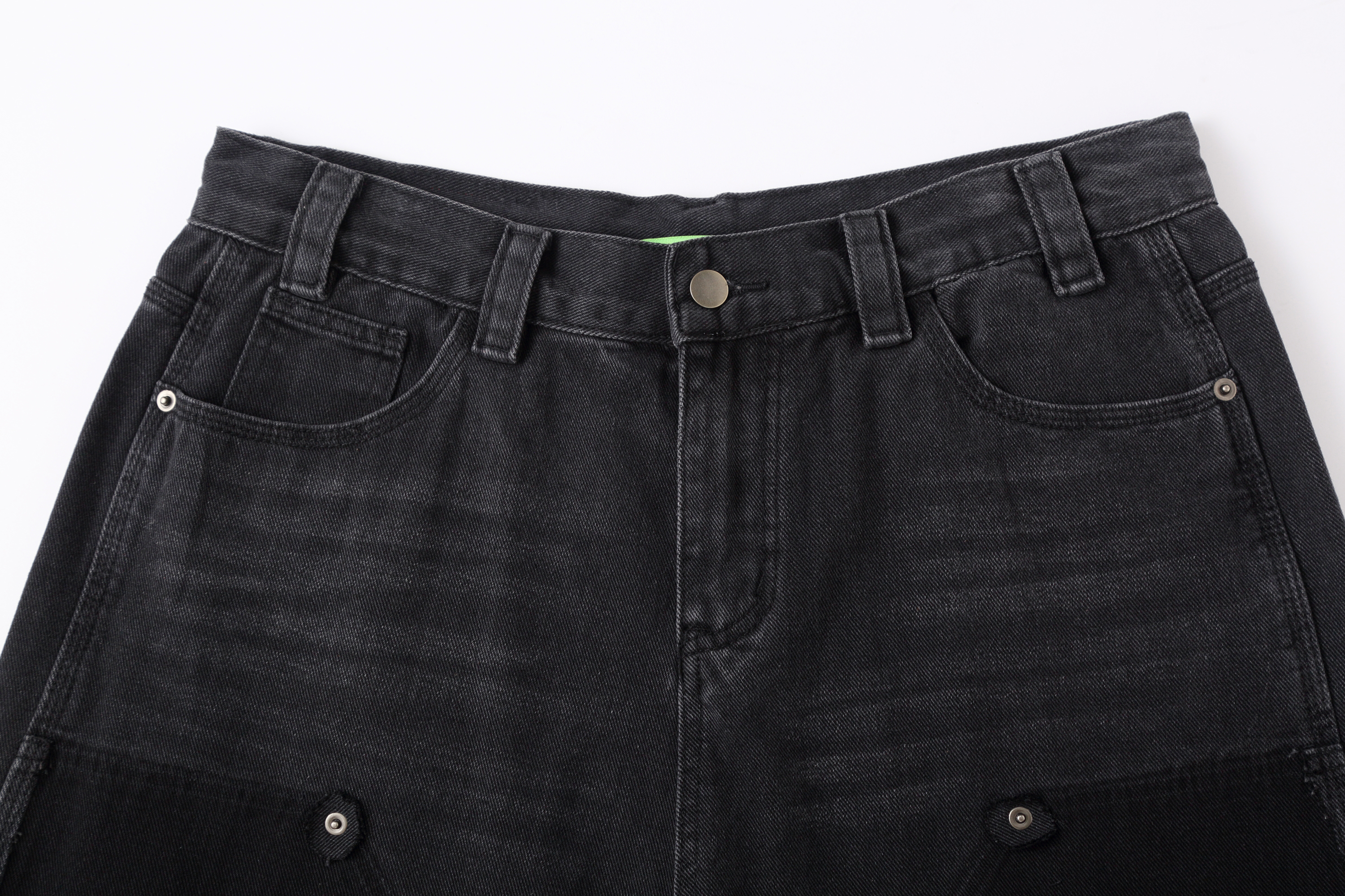 CLP Retro Washed Raw Edge Paneled Shorts