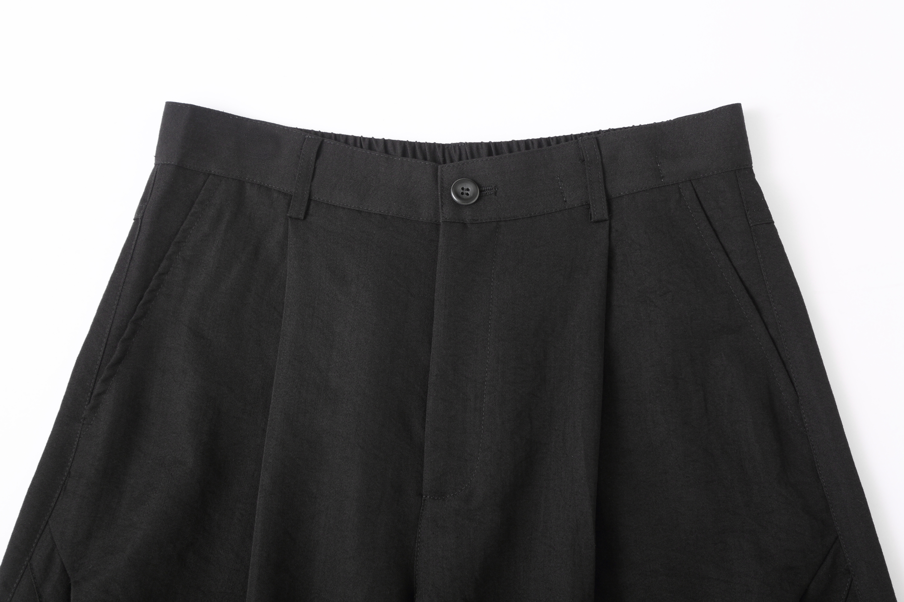 CLP Draped Elastic-Waist Curved Trousers