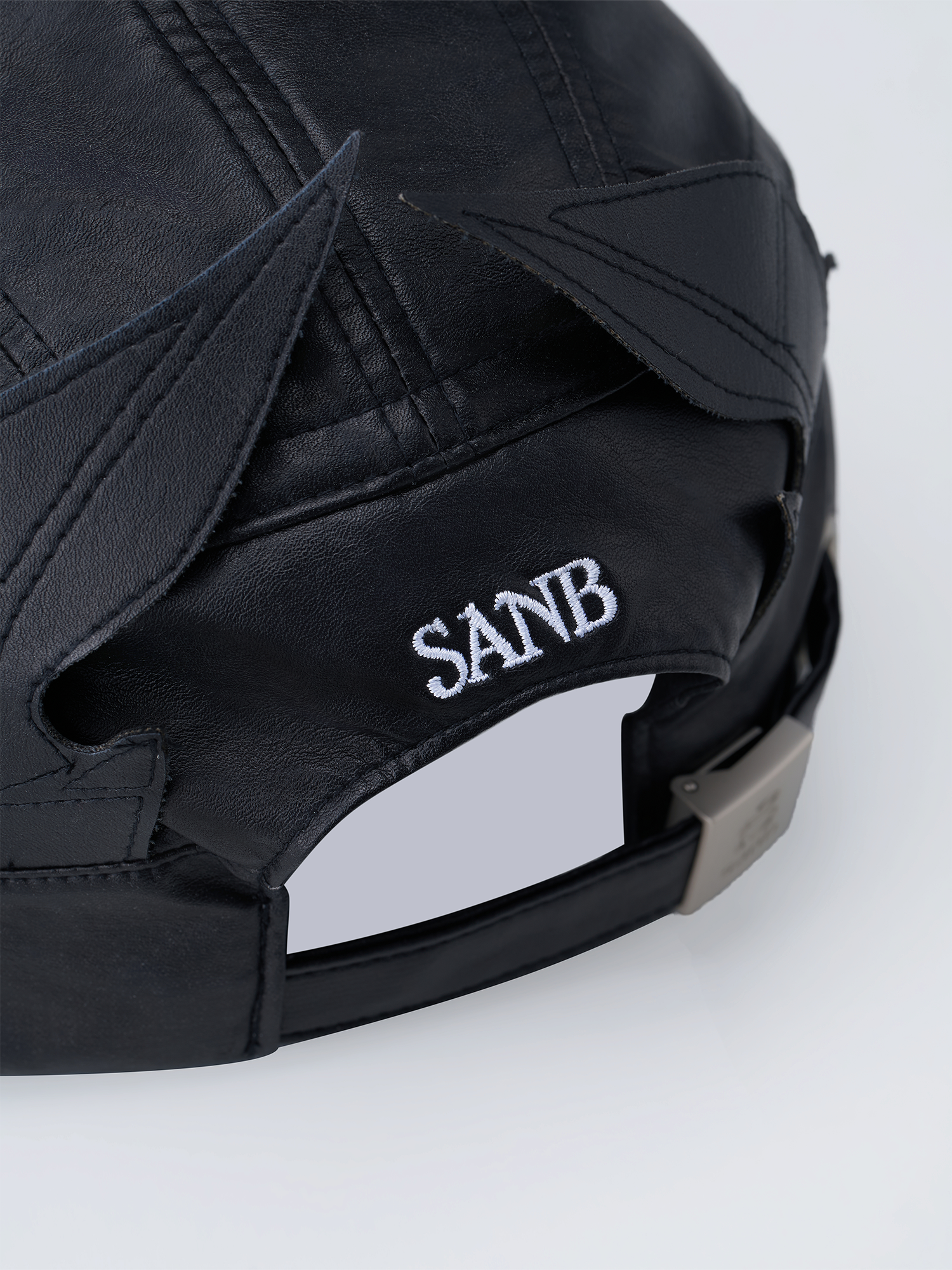 SANB Faux Leather Horned Baseball Cap