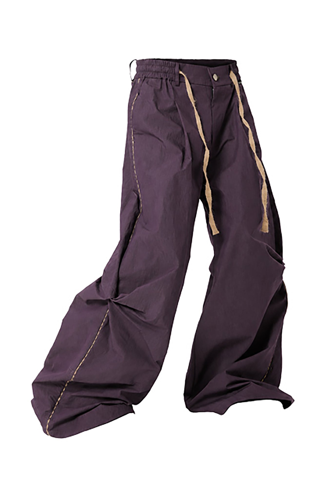 RELABEL Pleated Drawstring Cuff Parachute Pants Navy / Purple