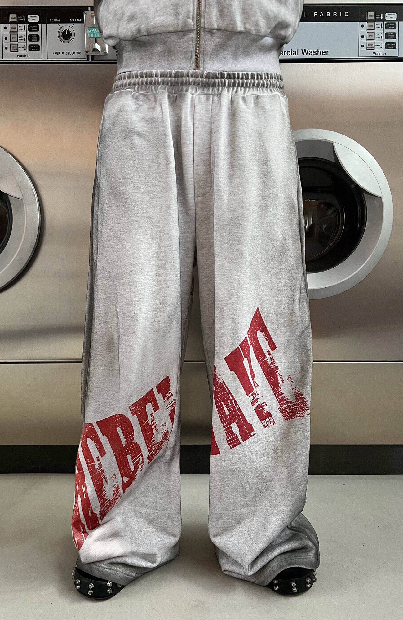 REBEL WAVE Dirty Wash Cross Graphic Sweatpants