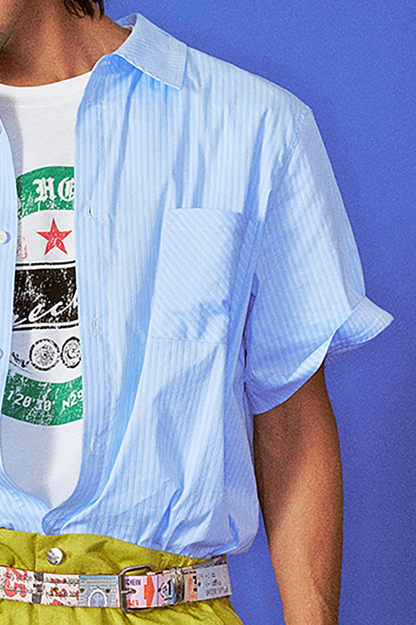 TRECLUB Vision your Success Pinstriped Half Shirt, premium urban and streetwear designers apparel on PROJECTISR.com, TRECLUB