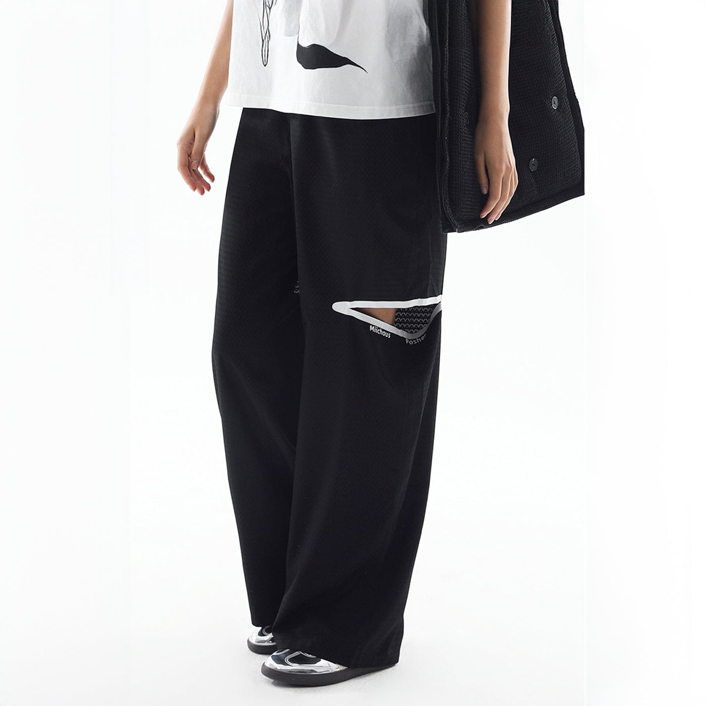 MIICHOUS Modern Cut-out Logo Pants, premium urban and streetwear designers apparel on PROJECTISR.com, Miichous