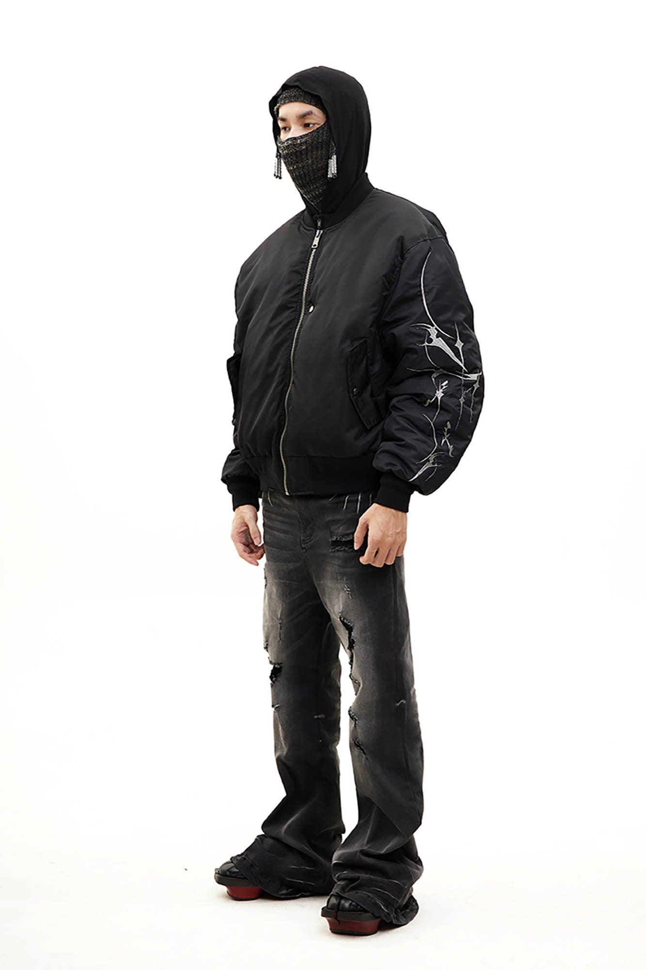 DND4DES Graffiti Embroidered MA1 Bomber Jacket, premium urban and streetwear designers apparel on PROJECTISR.com, DND4DES