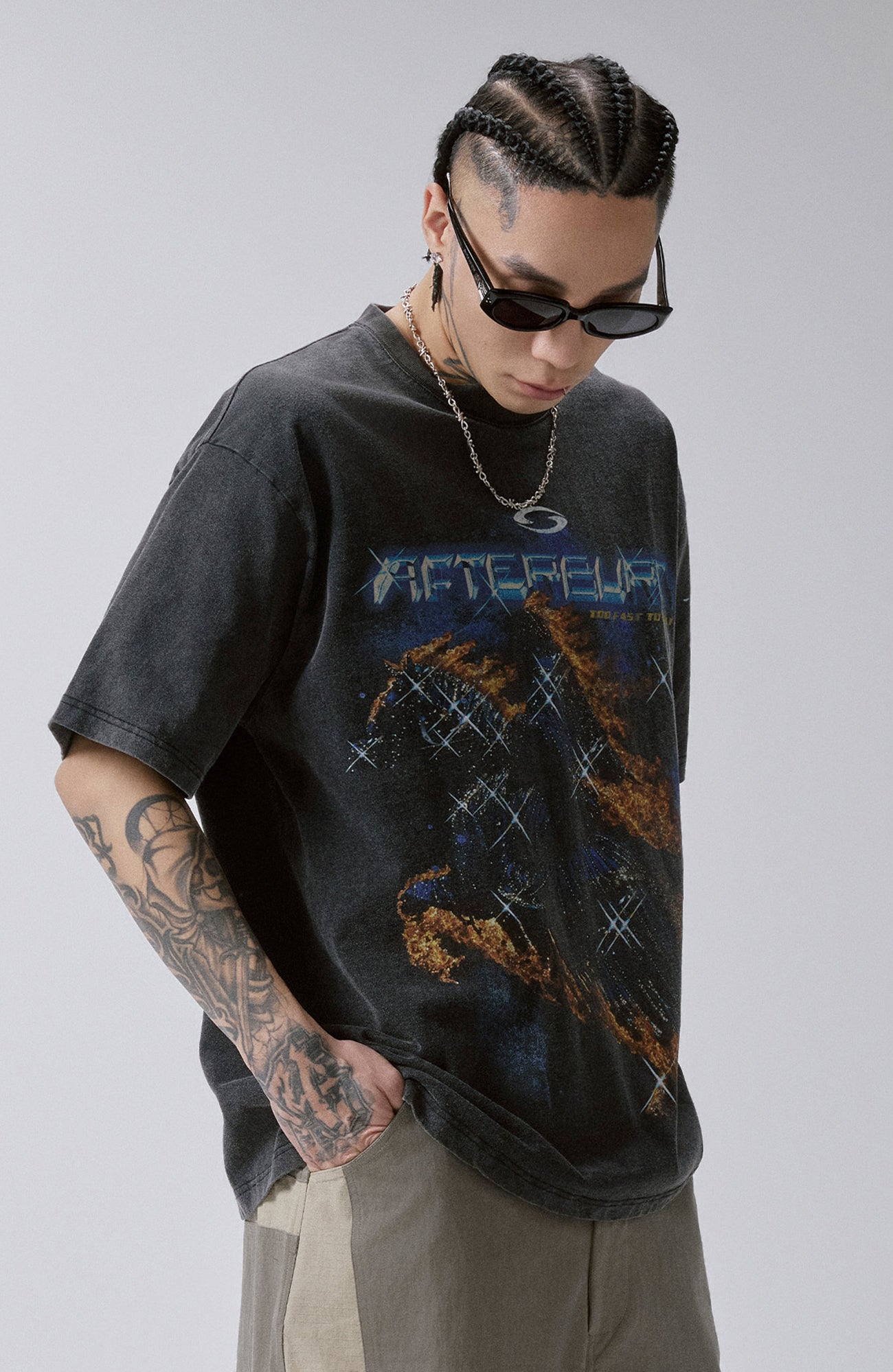 F2CE Washed Inferno Graphic Tee, premium urban and streetwear designers apparel on PROJECTISR.com, F2CE