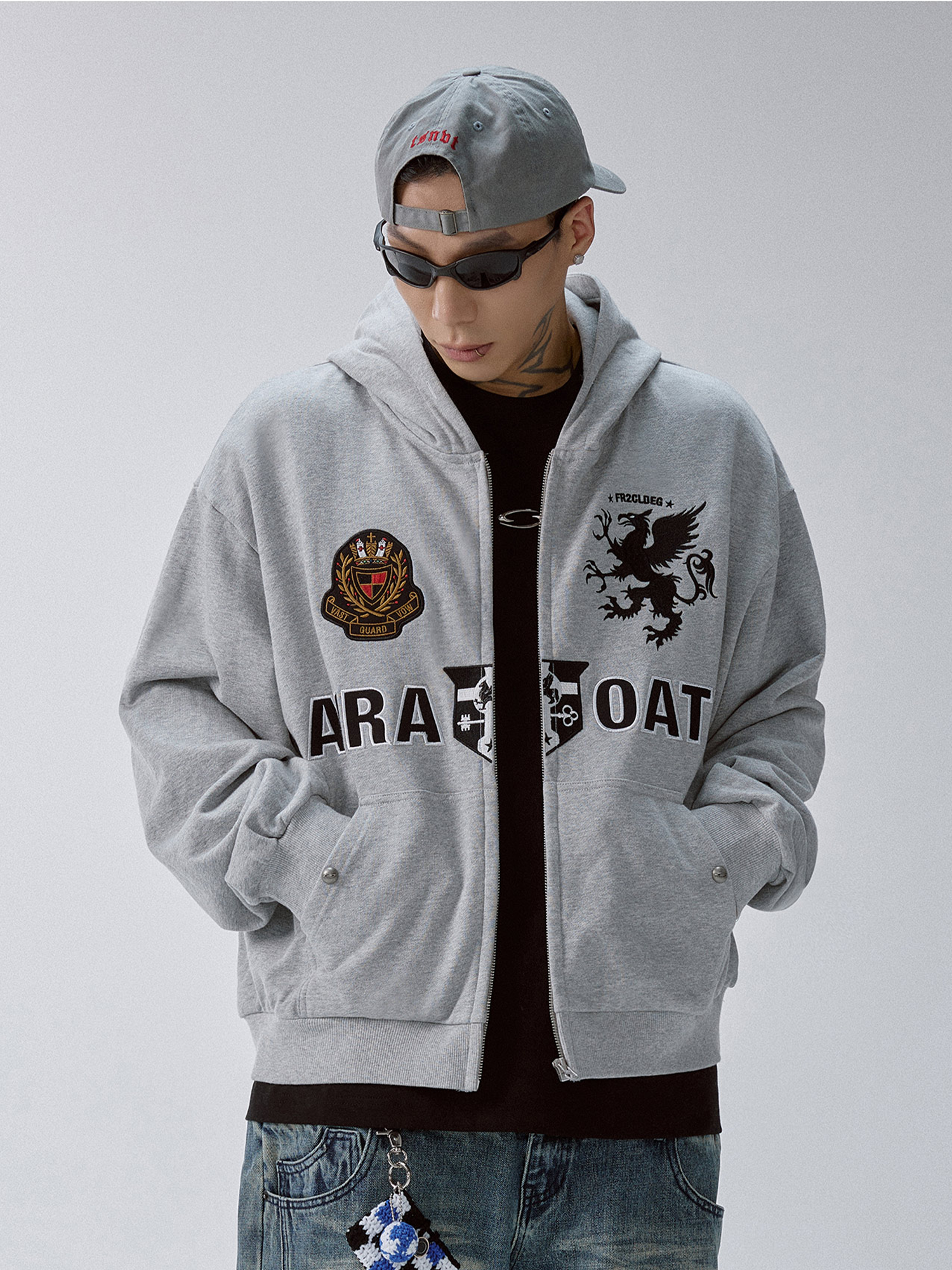 F2CE Crest Emblem Patch Zip-Up Hoodie