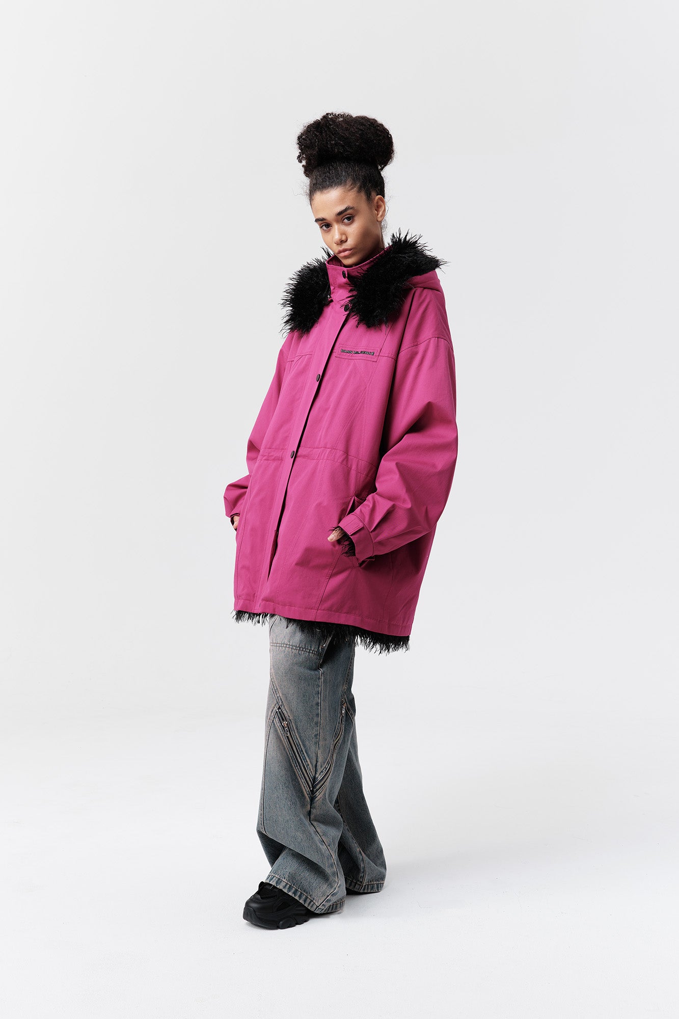 VANN VALRENCE Detachable Hood Faux-Fur Collar Parka
