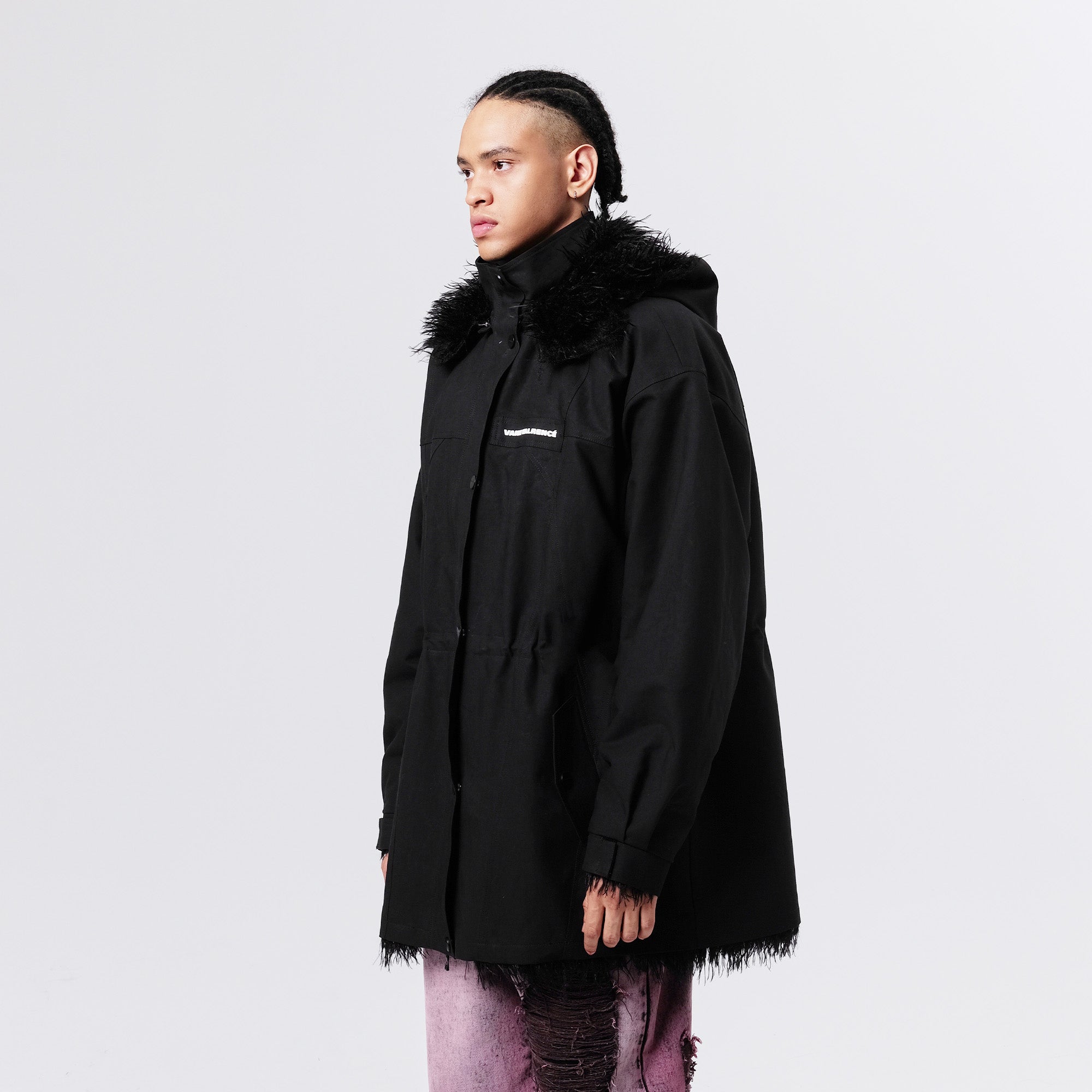 VANN VALRENCE Detachable Hood Faux-Fur Collar Parka